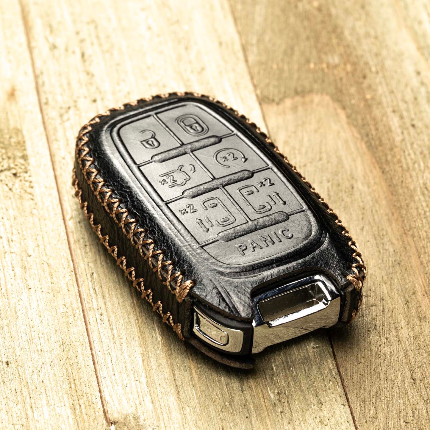 Vitodeco Superior Leather Key Fob Case Compatible for 2017-2025 Chrysler Pacifica, 7-Button