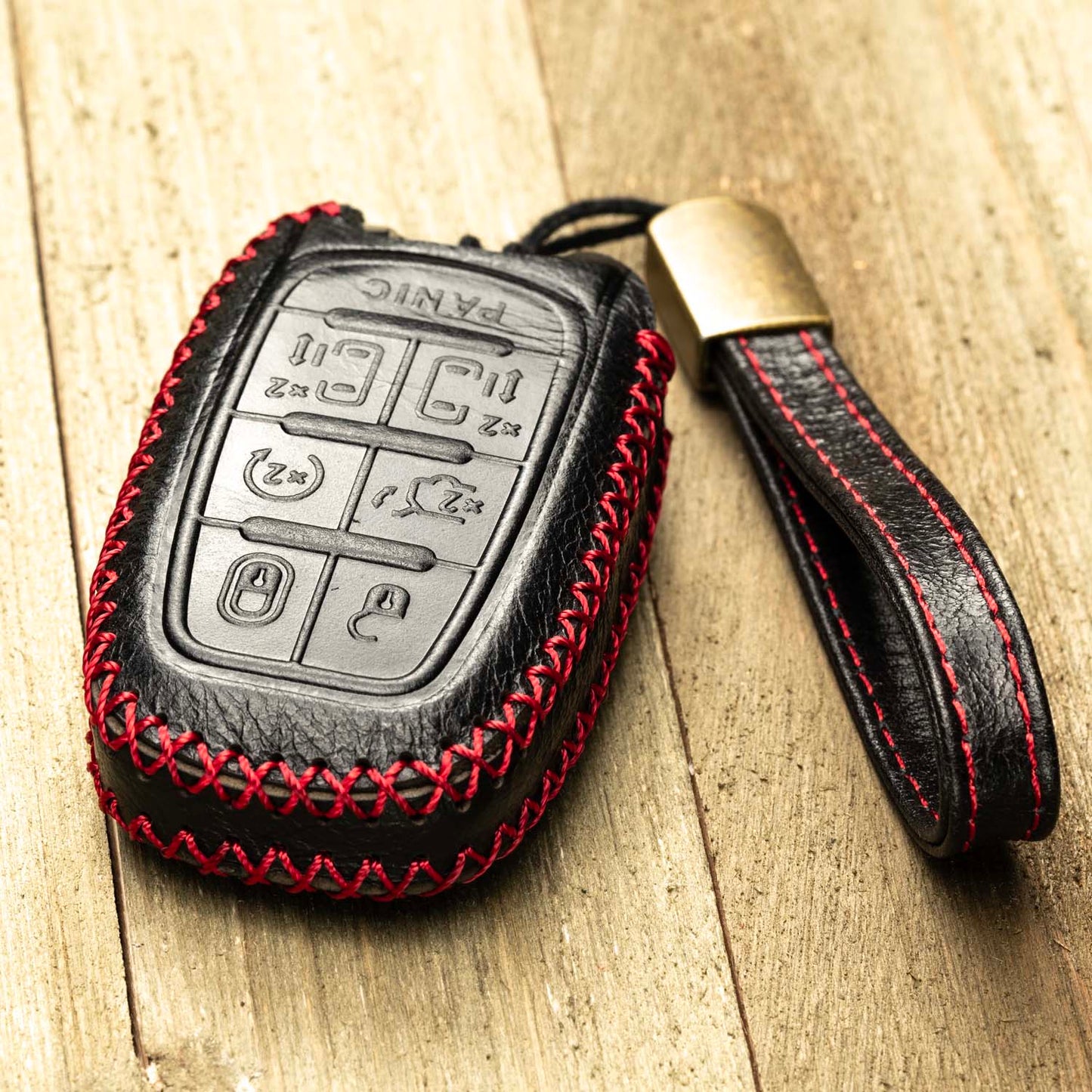 Vitodeco Superior Leather Key Fob Case Compatible for 2017-2025 Chrysler Pacifica, 7-Button