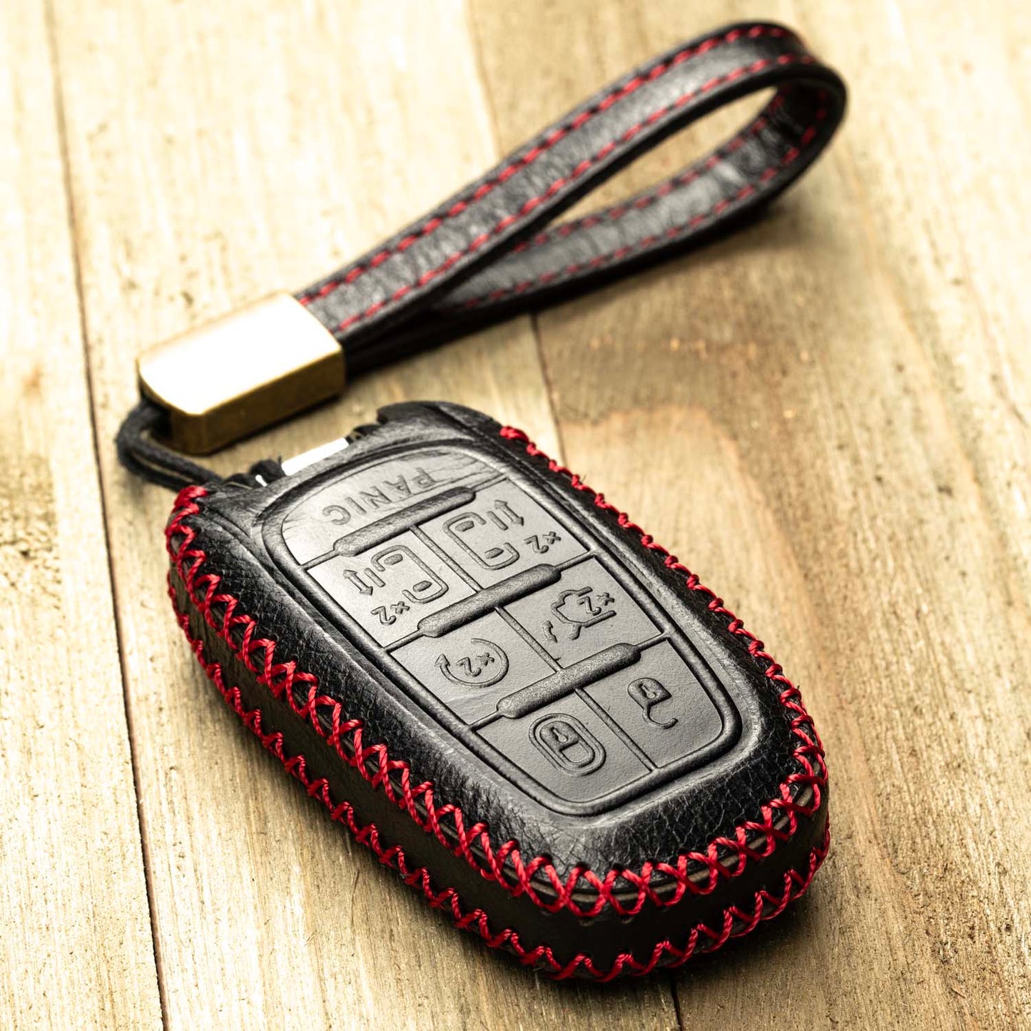 Vitodeco Superior Leather Key Fob Case Compatible for 2017-2025 Chrysler Pacifica, 7-Button