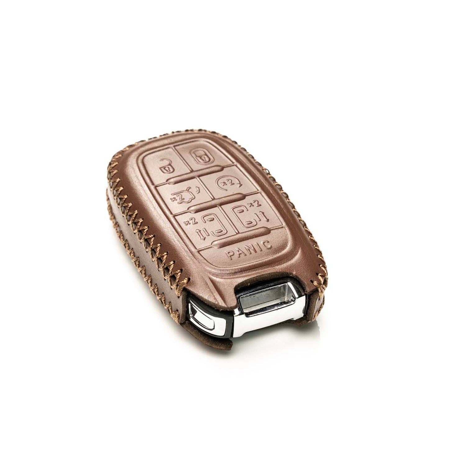 Vitodeco Superior Leather Key Fob Case Compatible for 2017-2025 Chrysler Pacifica, 7-Button