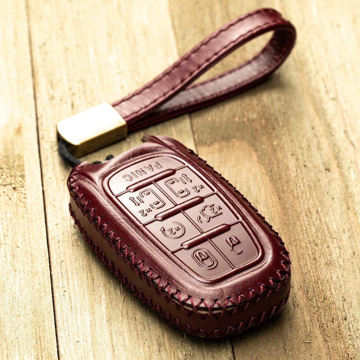 Vitodeco Superior Leather Key Fob Case Compatible for 2017-2025 Chrysler Pacifica, 7-Button