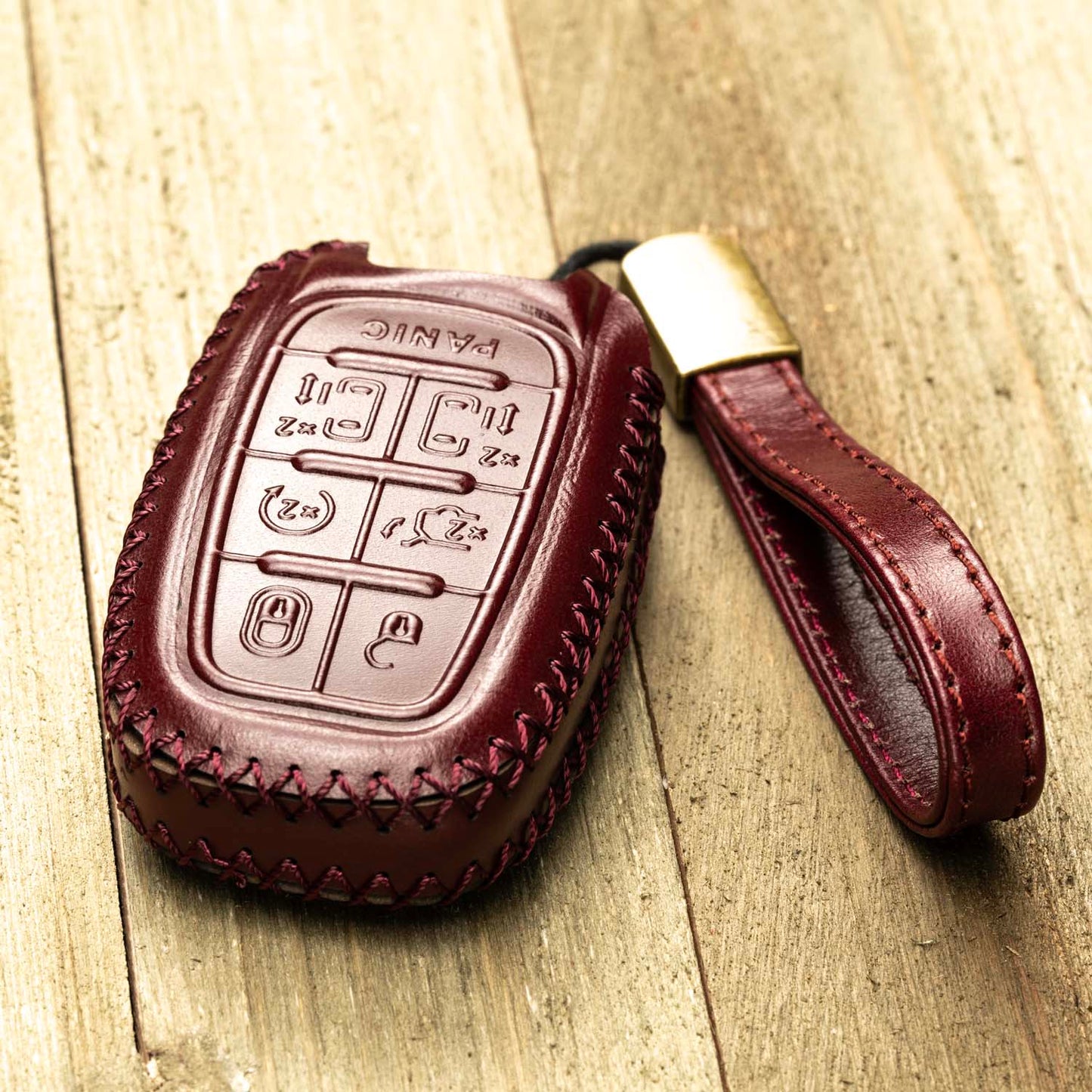 Vitodeco Superior Leather Key Fob Case Compatible for 2017-2025 Chrysler Pacifica, 7-Button