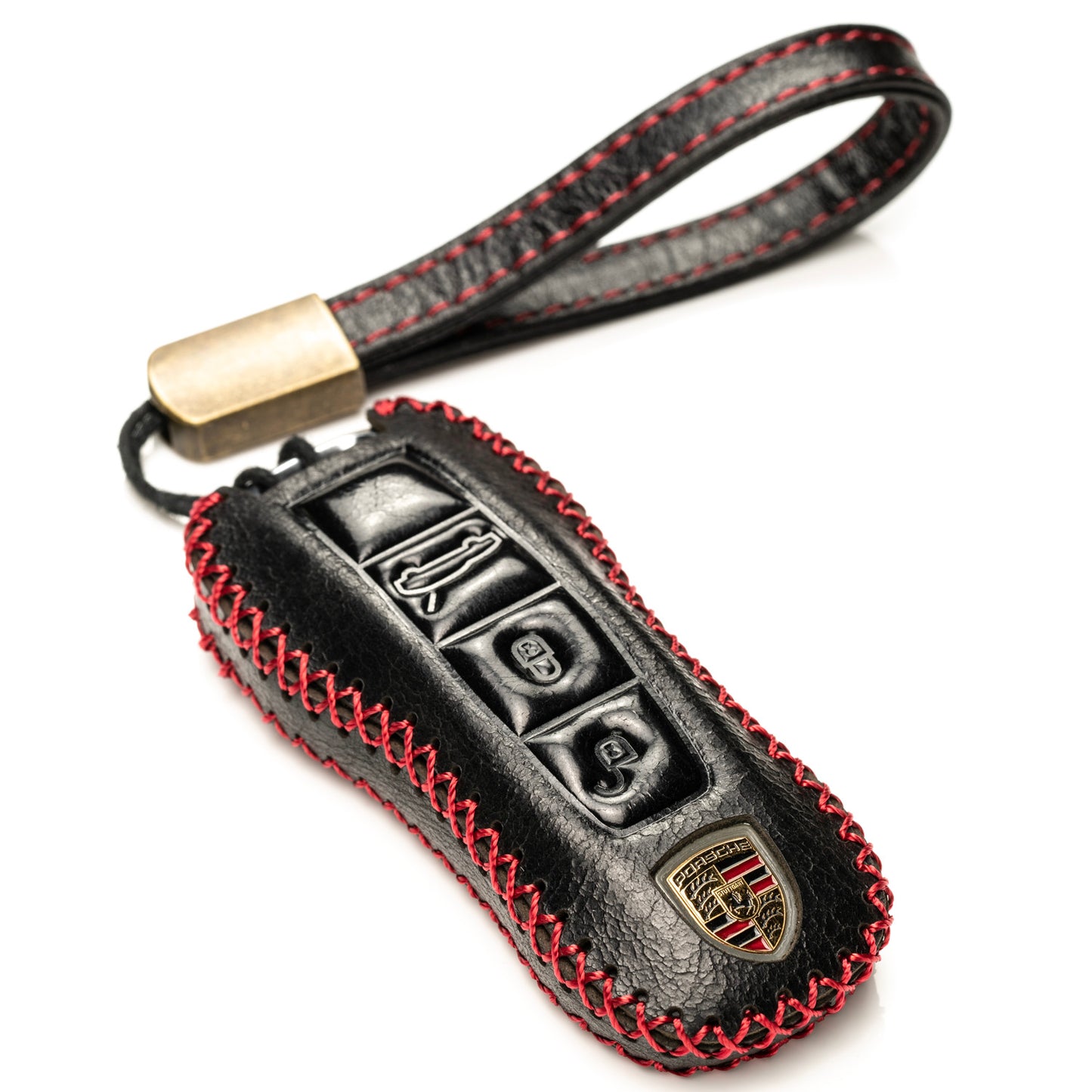 Vitodeco Superior Leather Key Fob Case Compatible for 2020-2025 Porsche Cayenne, Macan, Panamera, 718, 911, 3-Button
