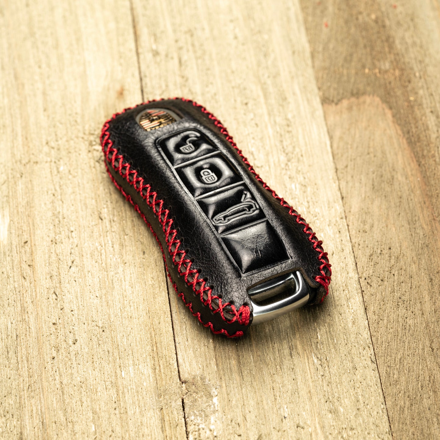 Vitodeco Superior Leather Key Fob Case Compatible for 2020-2025 Porsche Cayenne, Macan, Panamera, 718, 911, 3-Button