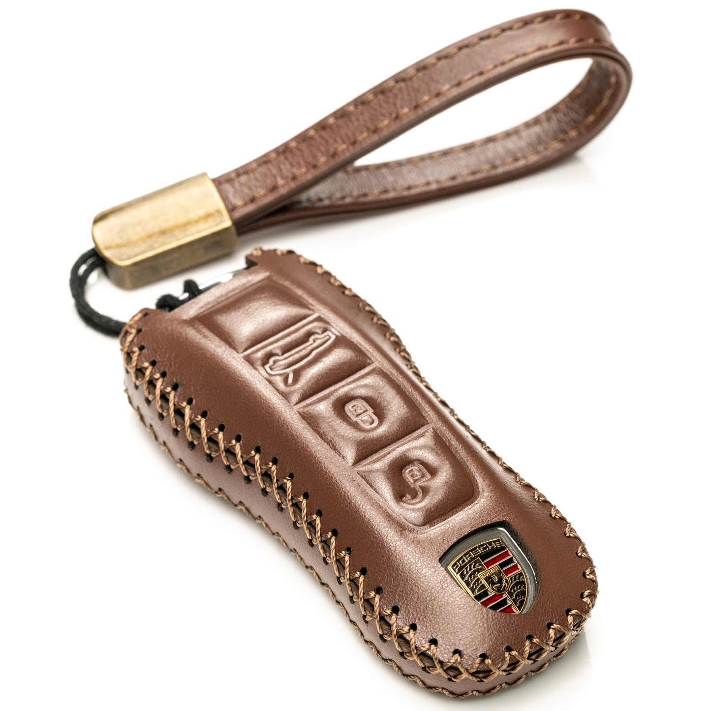 Vitodeco Superior Leather Key Fob Case Compatible for 2020-2025 Porsche Cayenne, Macan, Panamera, 718, 911, 3-Button