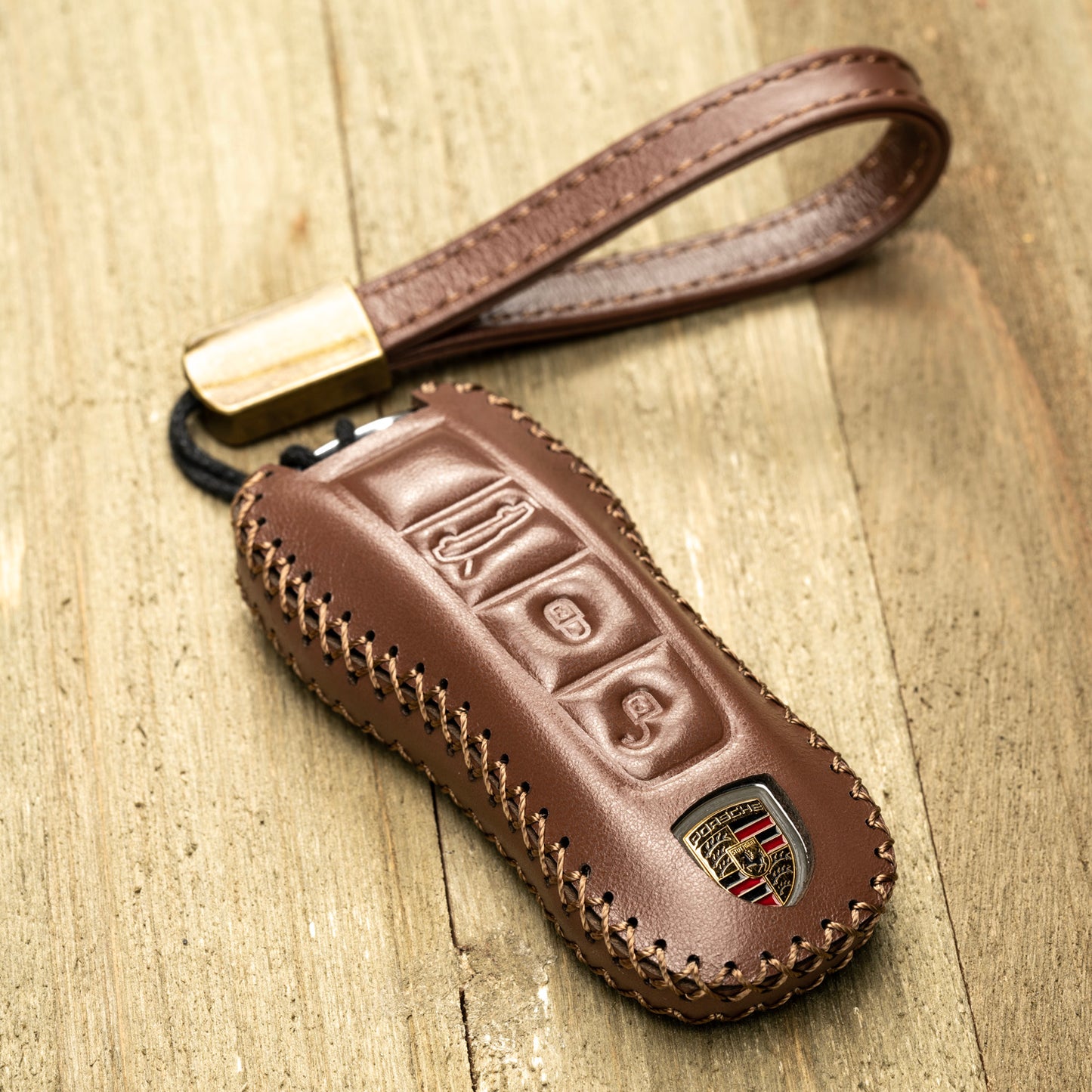 Vitodeco Superior Leather Key Fob Case Compatible for 2020-2025 Porsche Cayenne, Macan, Panamera, 718, 911, 3-Button