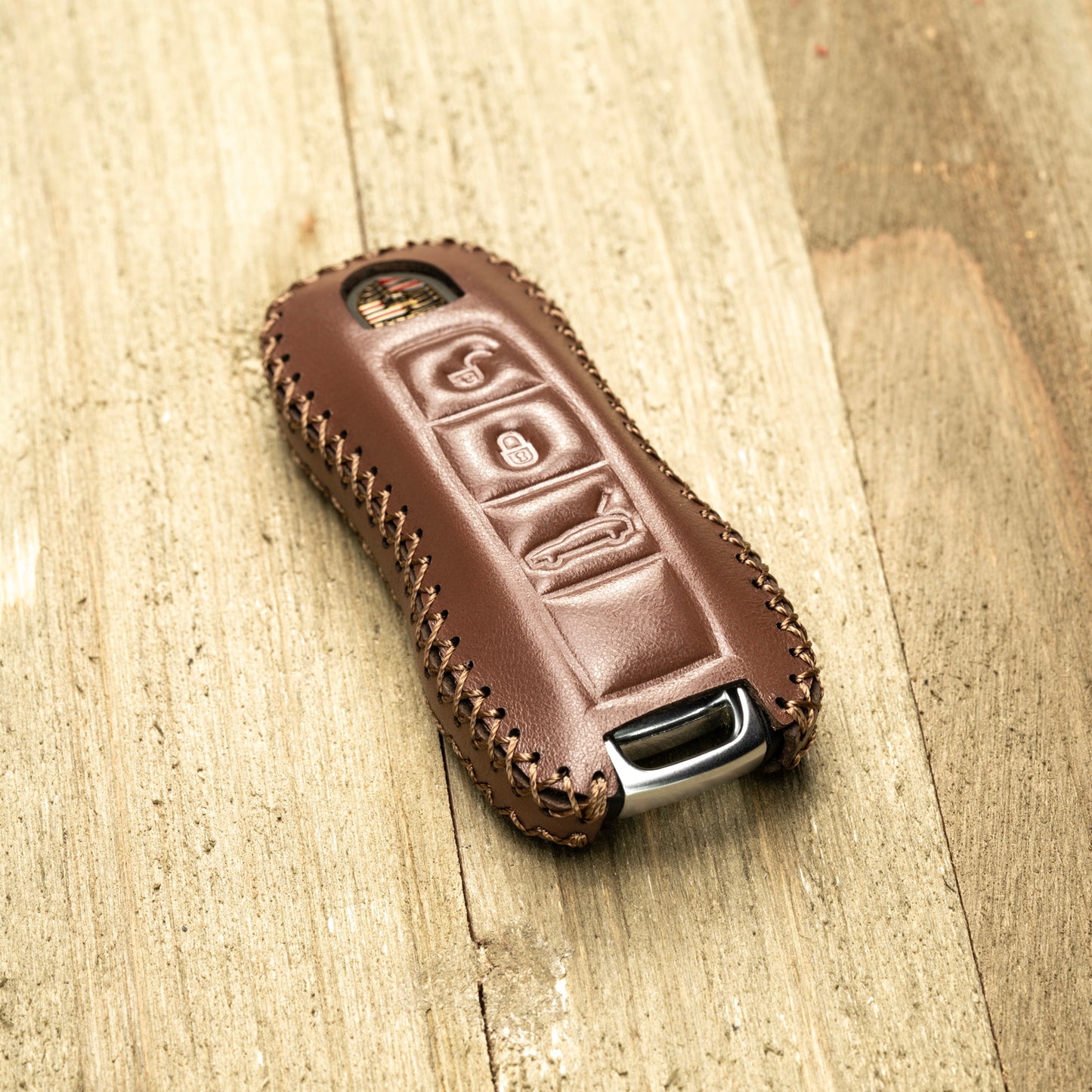 Vitodeco Superior Leather Key Fob Case Compatible for 2020-2025 Porsche Cayenne, Macan, Panamera, 718, 911, 3-Button