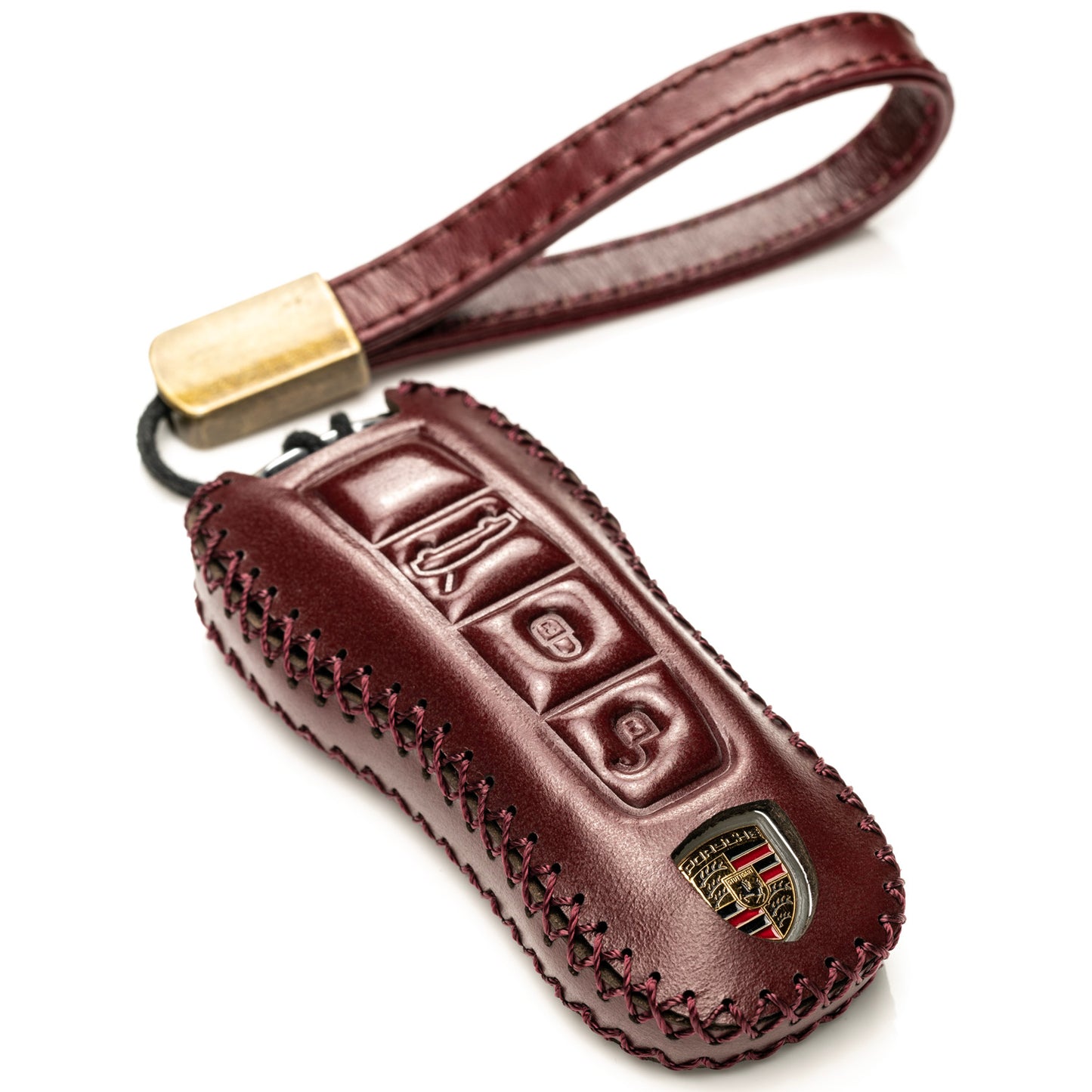 Vitodeco Superior Leather Key Fob Case Compatible for 2020-2025 Porsche Cayenne, Macan, Panamera, 718, 911, 3-Button