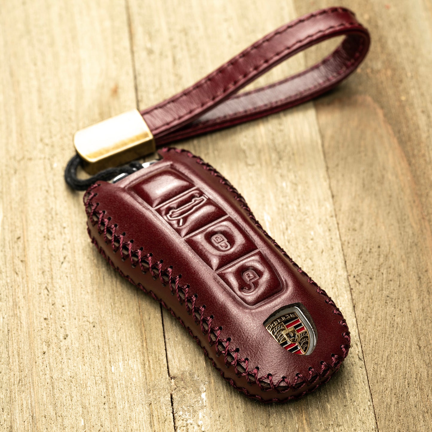 Vitodeco Superior Leather Key Fob Case Compatible for 2020-2025 Porsche Cayenne, Macan, Panamera, 718, 911, 3-Button