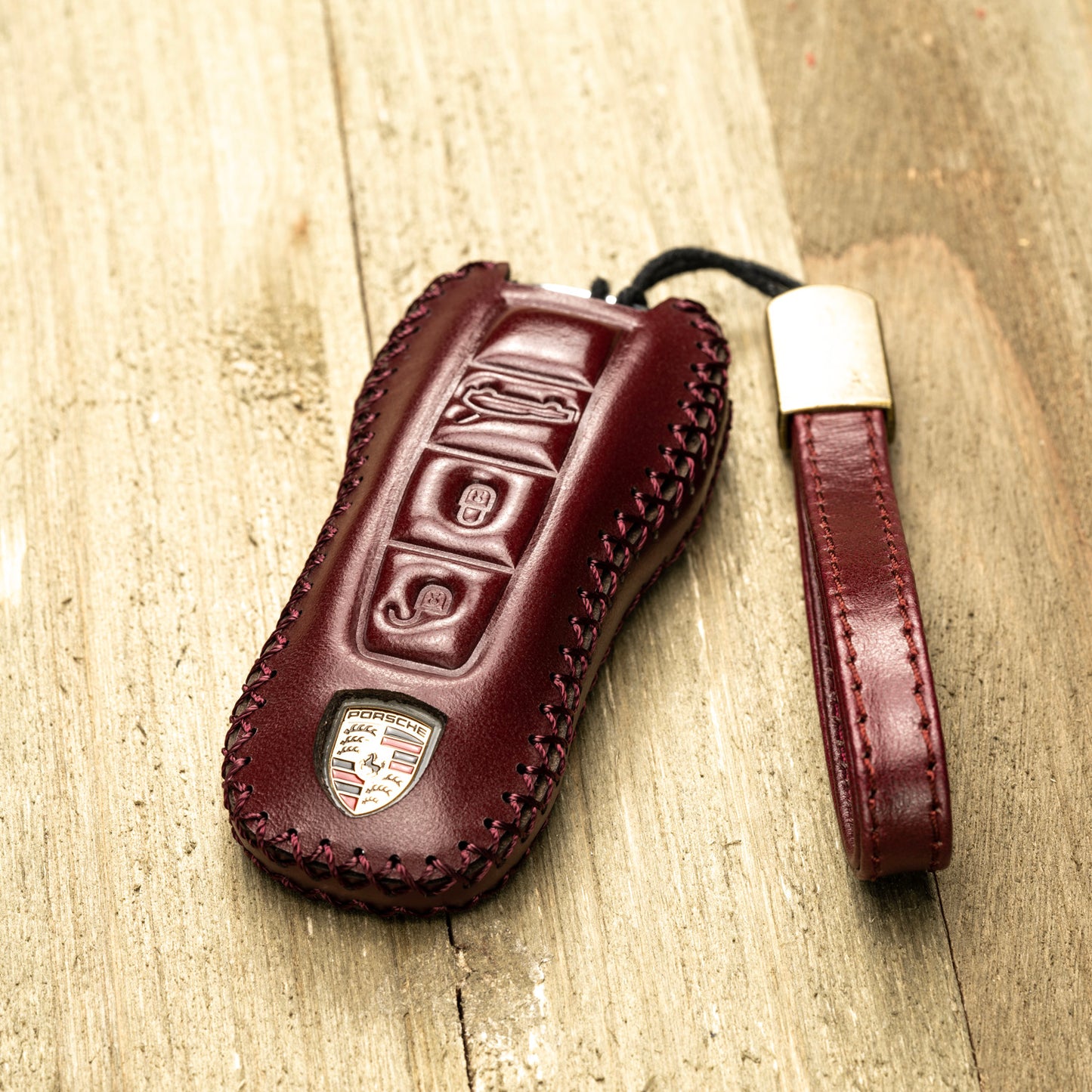Vitodeco Superior Leather Key Fob Case Compatible for 2020-2025 Porsche Cayenne, Macan, Panamera, 718, 911, 3-Button