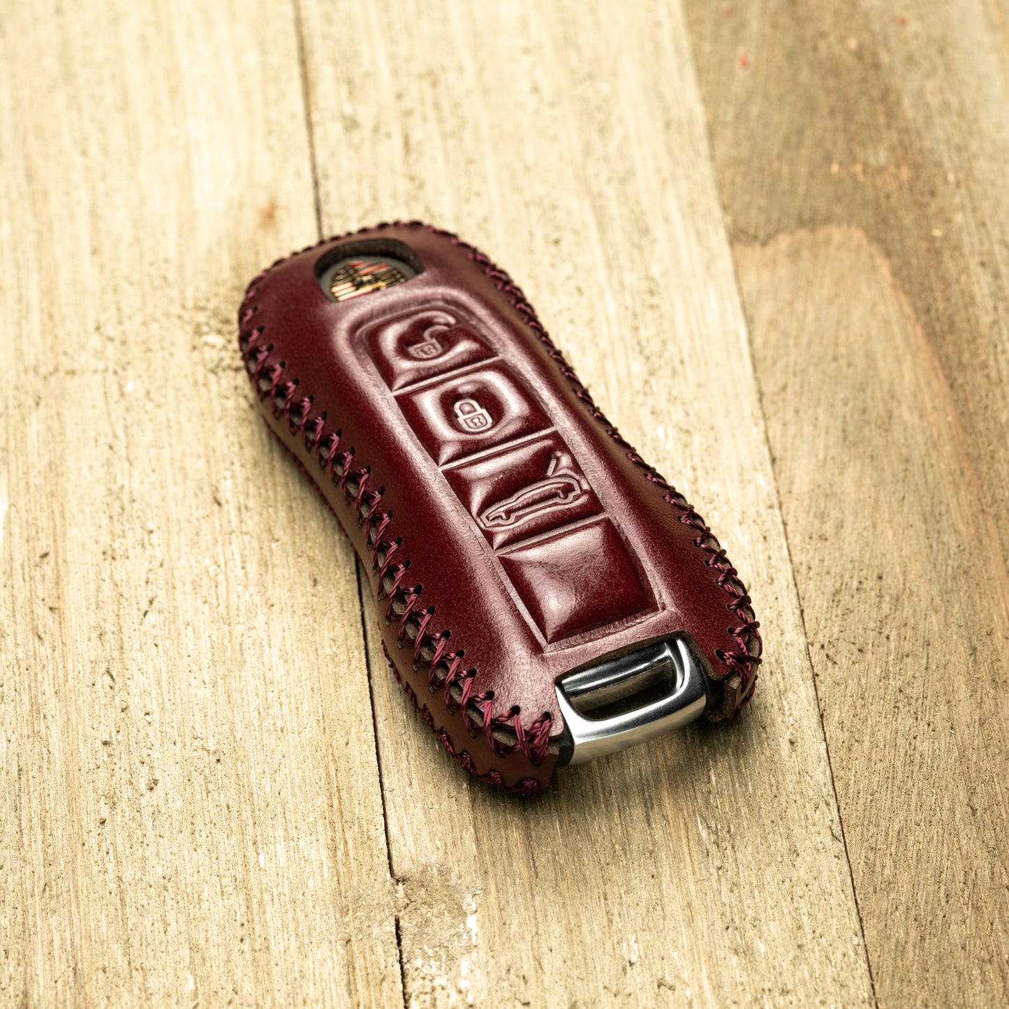 Vitodeco Superior Leather Key Fob Case Compatible for 2020-2025 Porsche Cayenne, Macan, Panamera, 718, 911, 3-Button