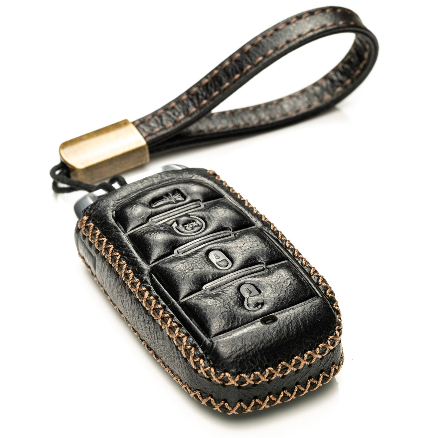 Vitodeco Superior Leather Key Fob Case Compatible for RAM 1500, RAM 2500, RAM 3500 2019-2025, 4-Button