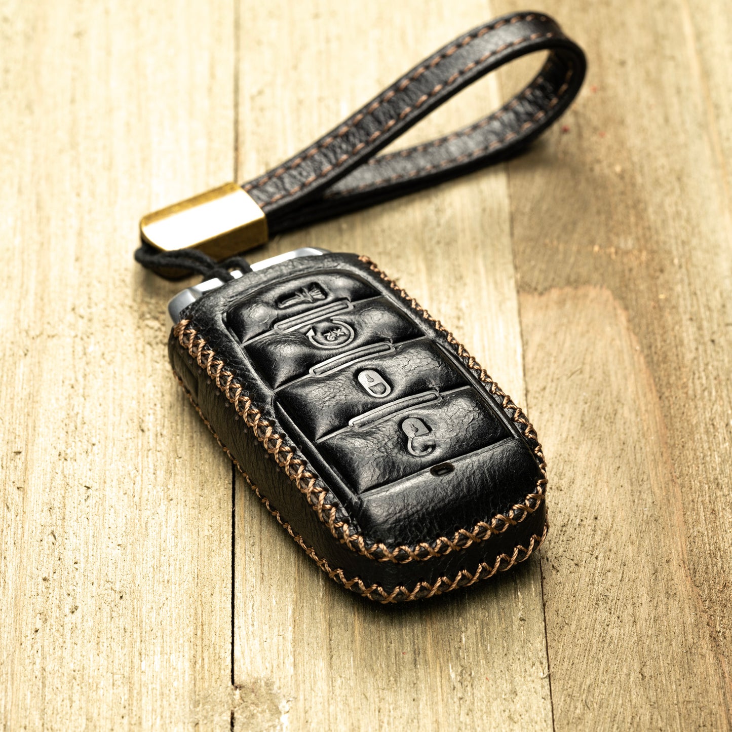 Vitodeco Superior Leather Key Fob Case Compatible for RAM 1500, RAM 2500, RAM 3500 2019-2025, 4-Button