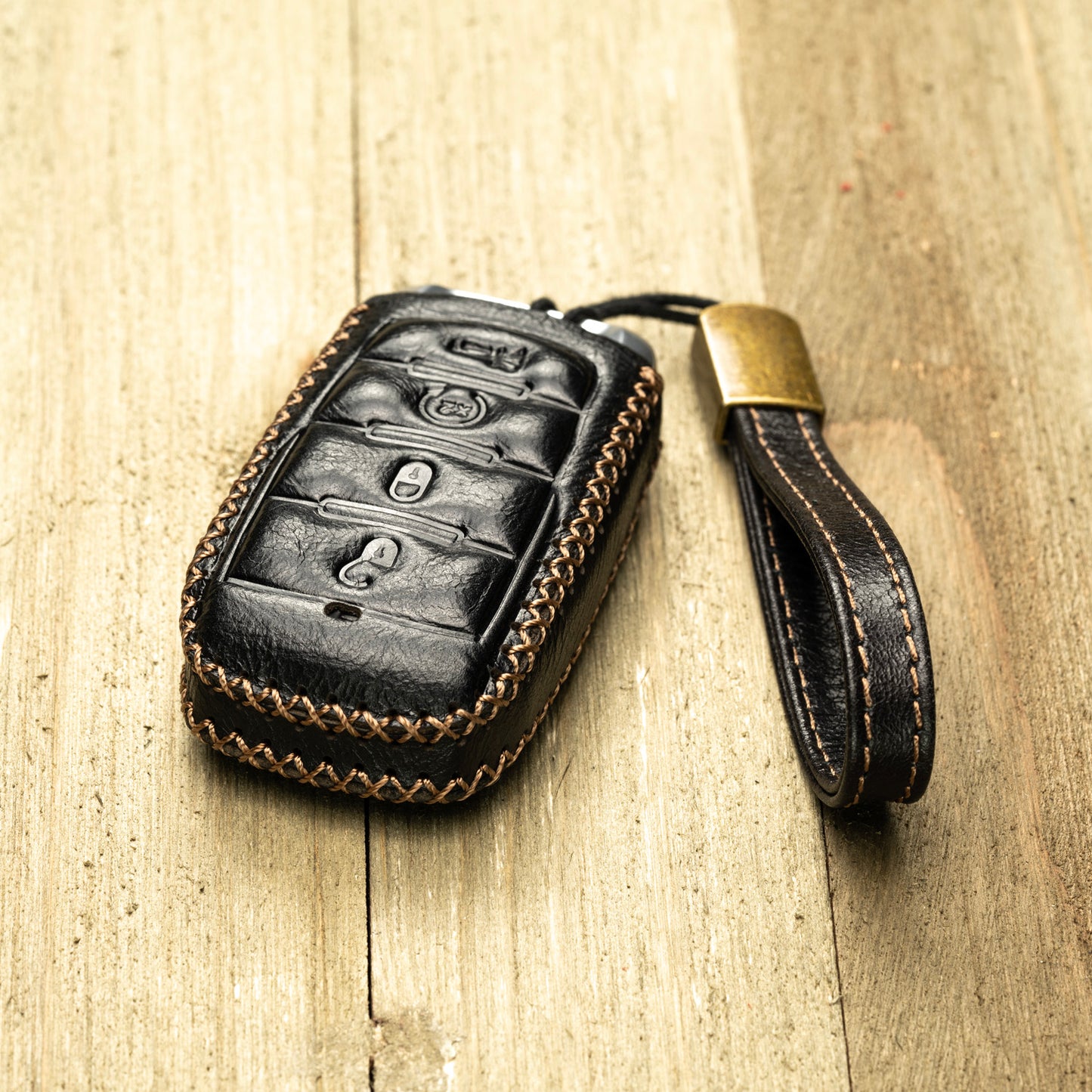 Vitodeco Superior Leather Key Fob Case Compatible for RAM 1500, RAM 2500, RAM 3500 2019-2025, 4-Button