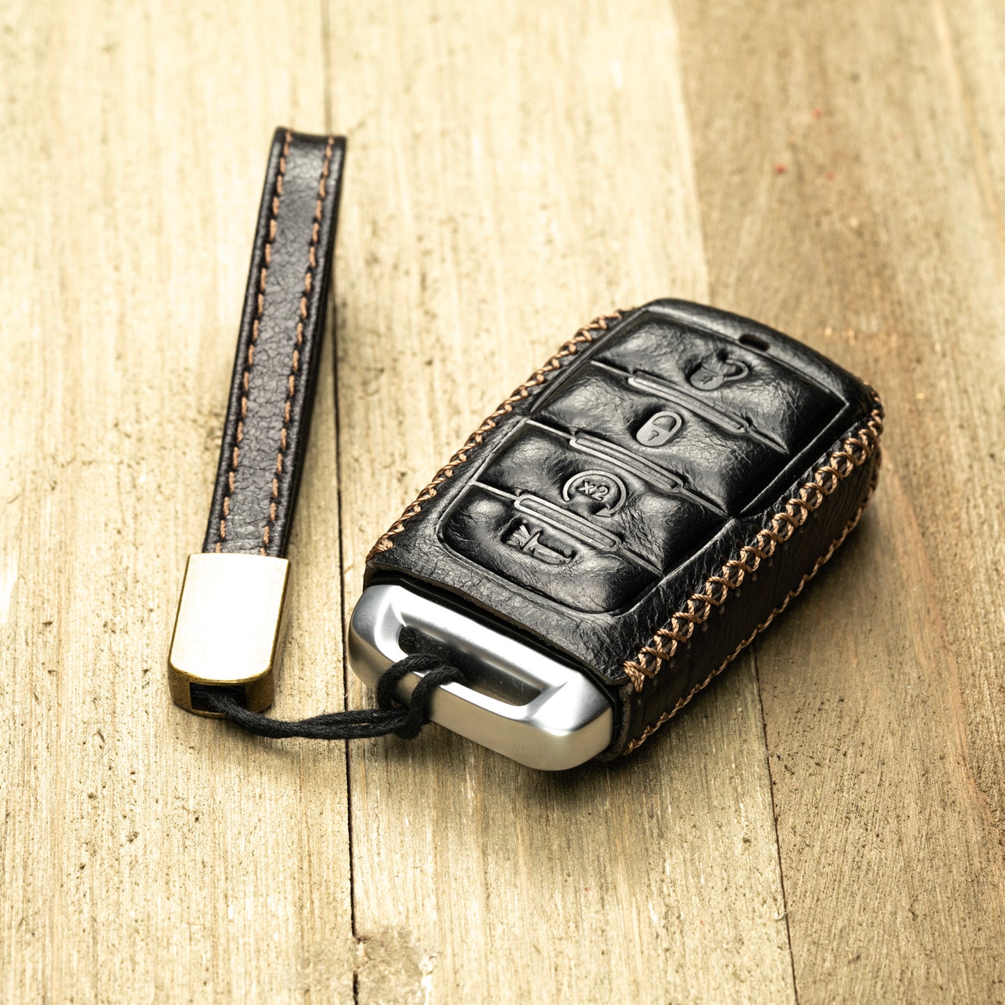 Vitodeco Superior Leather Key Fob Case Compatible for RAM 1500, RAM 2500, RAM 3500 2019-2025, 4-Button