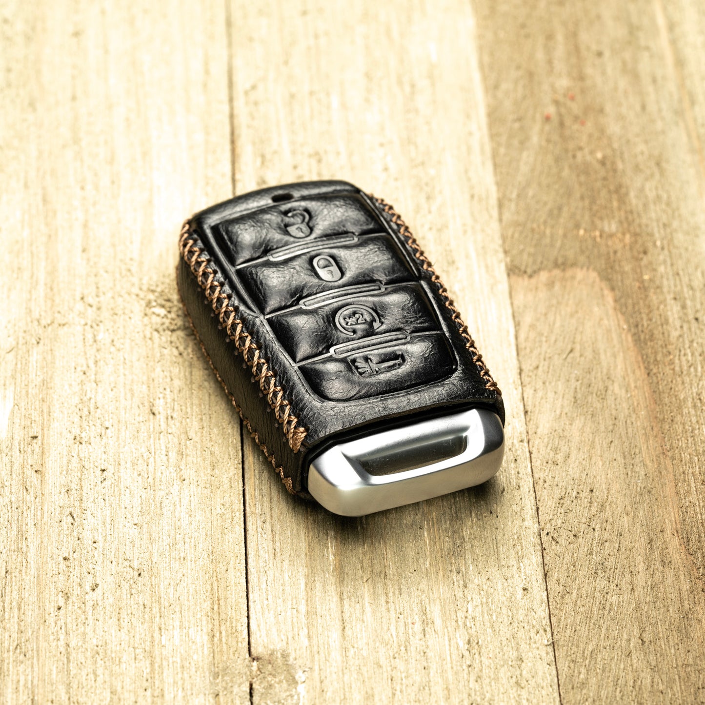 Vitodeco Superior Leather Key Fob Case Compatible for RAM 1500, RAM 2500, RAM 3500 2019-2025, 4-Button