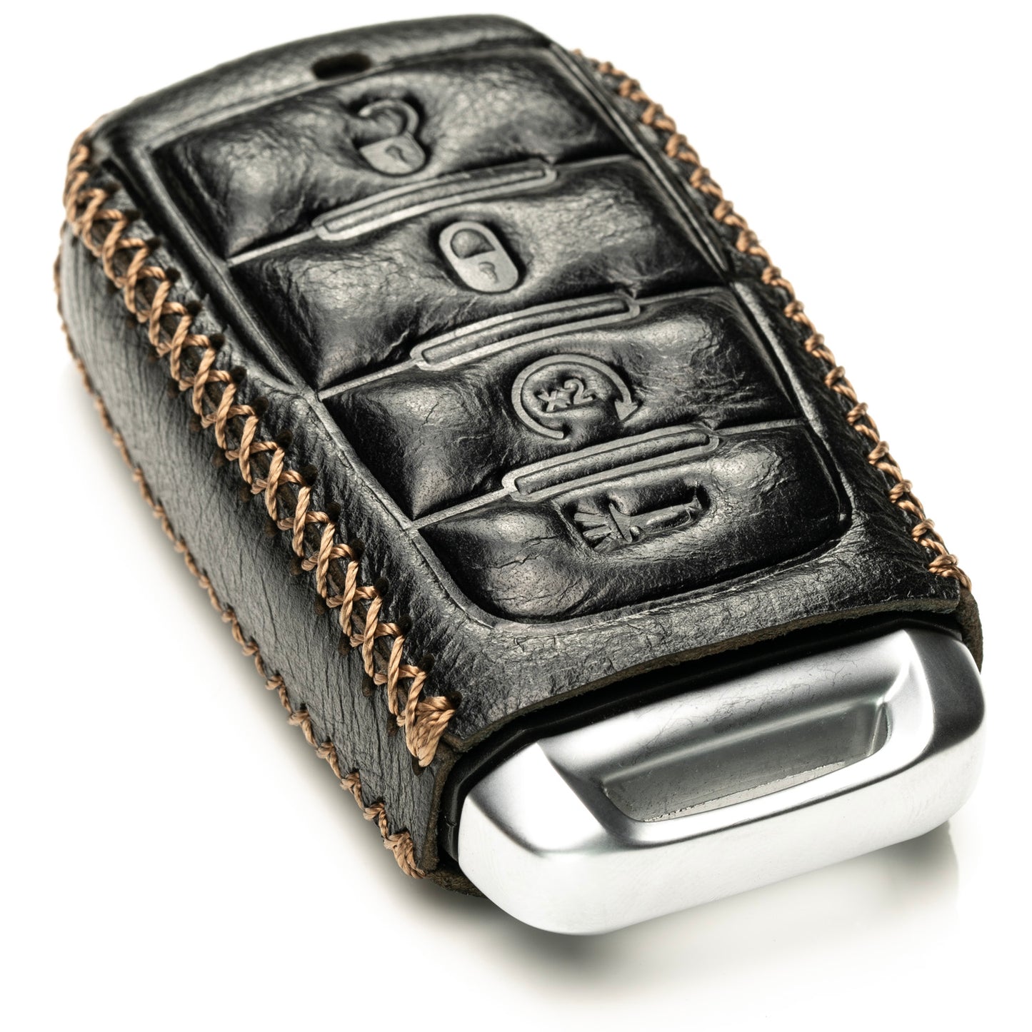 Vitodeco Superior Leather Key Fob Case Compatible for RAM 1500, RAM 2500, RAM 3500 2019-2025, 4-Button