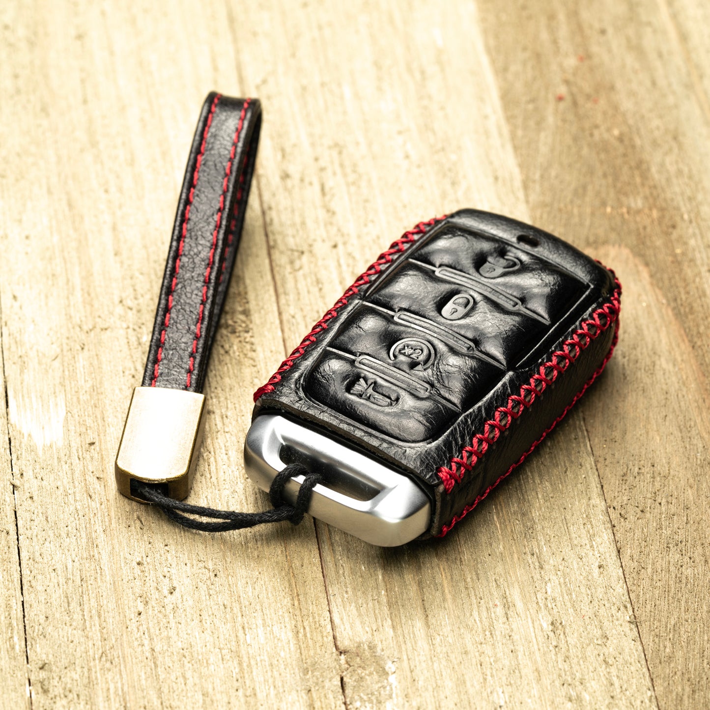 Vitodeco Superior Leather Key Fob Case Compatible for RAM 1500, RAM 2500, RAM 3500 2019-2025, 4-Button