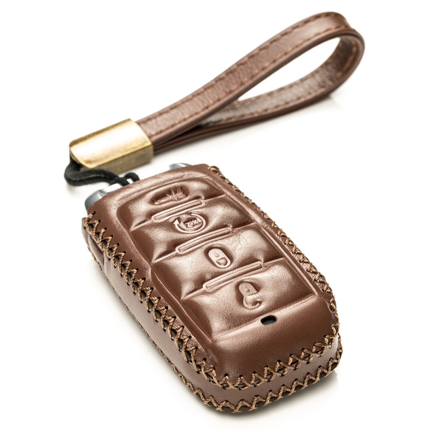 Vitodeco Superior Leather Key Fob Case Compatible for RAM 1500, RAM 2500, RAM 3500 2019-2025, 4-Button