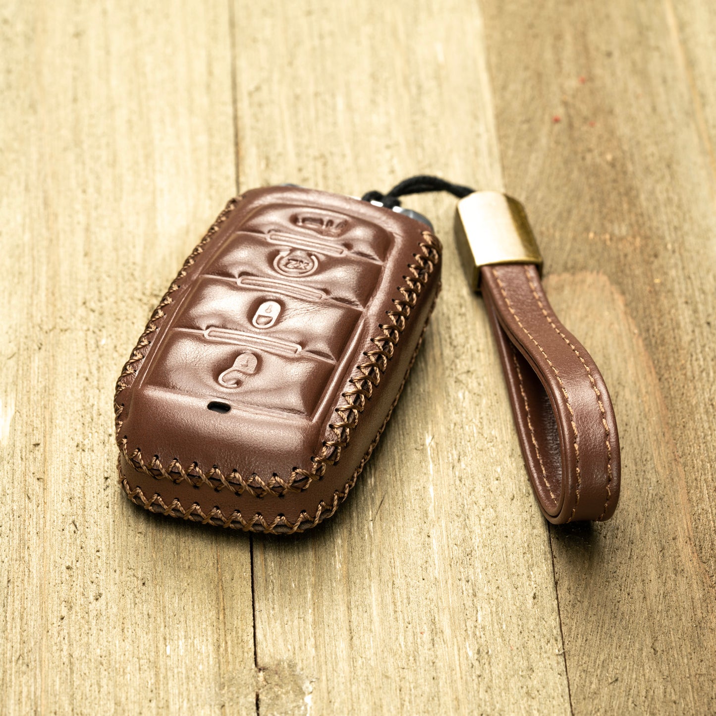 Vitodeco Superior Leather Key Fob Case Compatible for RAM 1500, RAM 2500, RAM 3500 2019-2025, 4-Button