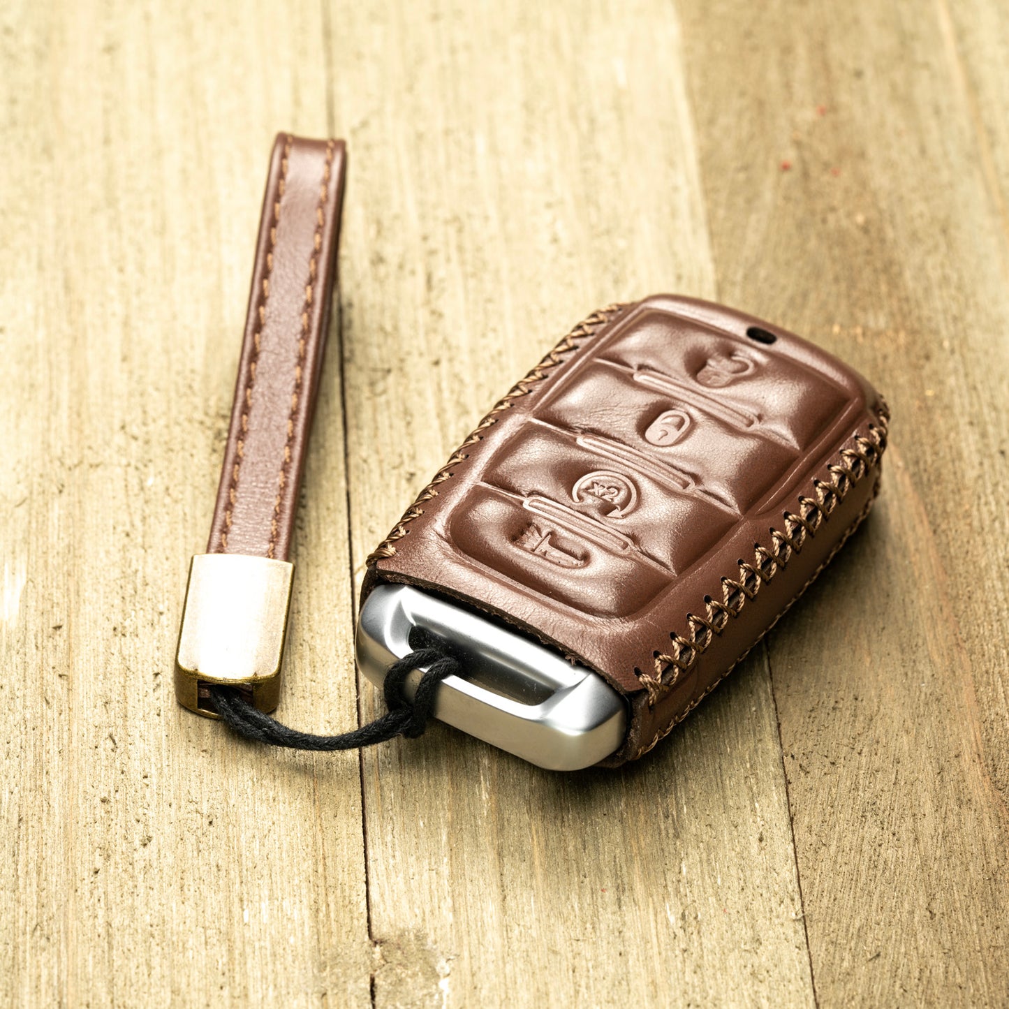 Vitodeco Superior Leather Key Fob Case Compatible for RAM 1500, RAM 2500, RAM 3500 2019-2025, 4-Button