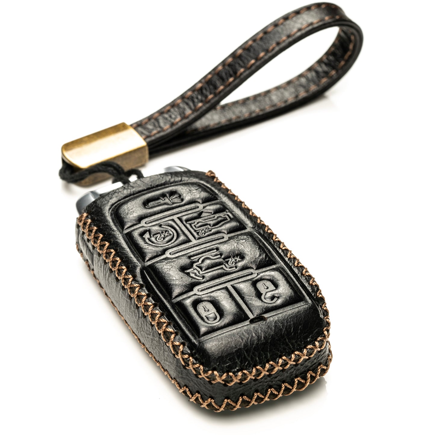 Vitodeco Superior Leather Key fob Case Compatible for RAM 1500, RAM 2500, RAM 3500 2019-2025, 6-Button