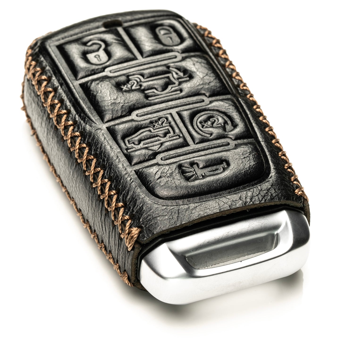 Vitodeco Superior Leather Key fob Case Compatible for RAM 1500, RAM 2500, RAM 3500 2019-2025, 6-Button