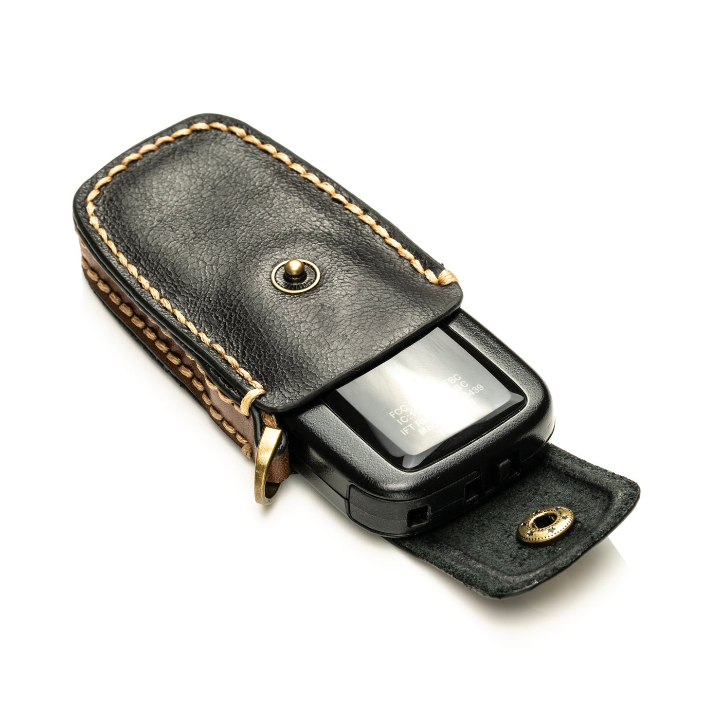Vitodeco Superior Leather Key Fob Case Compatible for Toyota Rav4, Camry, Prius, Highlander, CH-R, Avalon, Toyota 86, Mirai, 3-Button