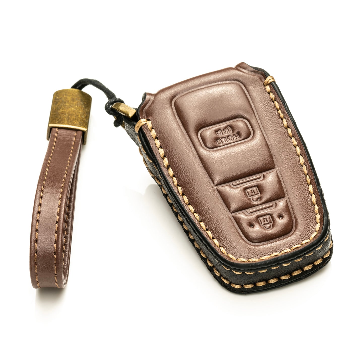 Vitodeco Superior Leather Key Fob Case Compatible for Toyota Rav4, Camry, Prius, Highlander, CH-R, Avalon, Toyota 86, Mirai, 3-Button