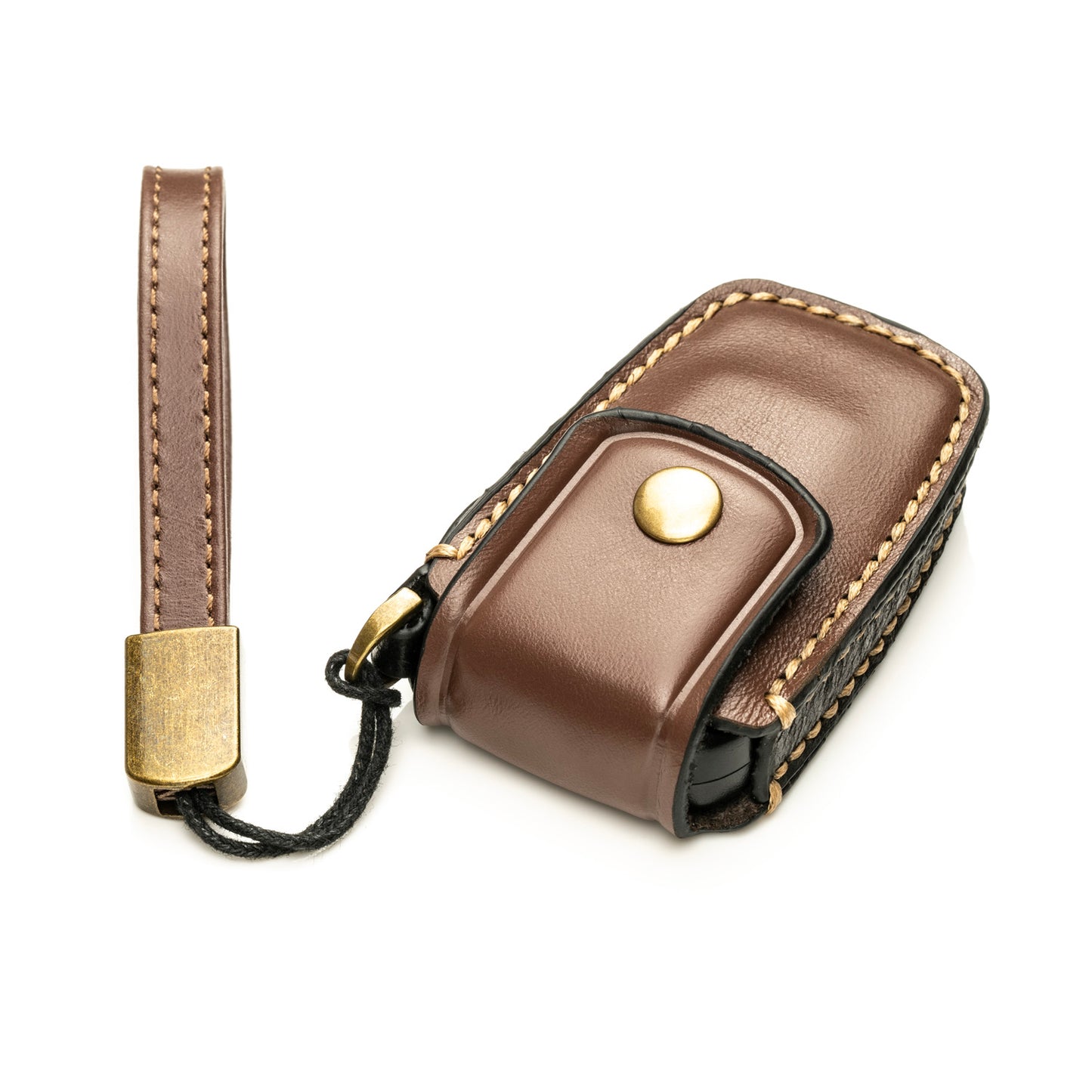 Vitodeco Superior Leather Key Fob Case Compatible for Toyota Rav4, Camry, Prius, Highlander, CH-R, Avalon, Toyota 86, Mirai, 3-Button