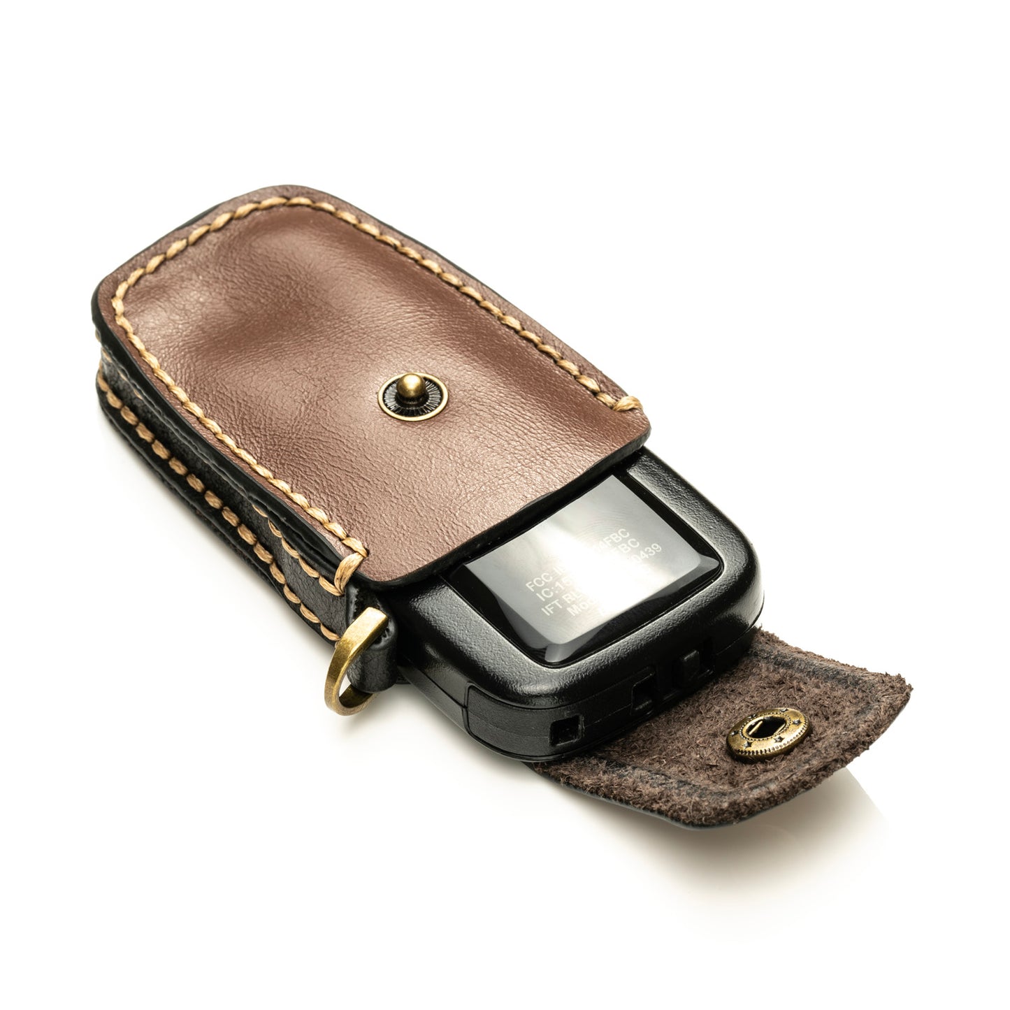 Vitodeco Superior Leather Key Fob Case Compatible for Toyota Rav4, Camry, Prius, Highlander, CH-R, Avalon, Toyota 86, Mirai, 3-Button