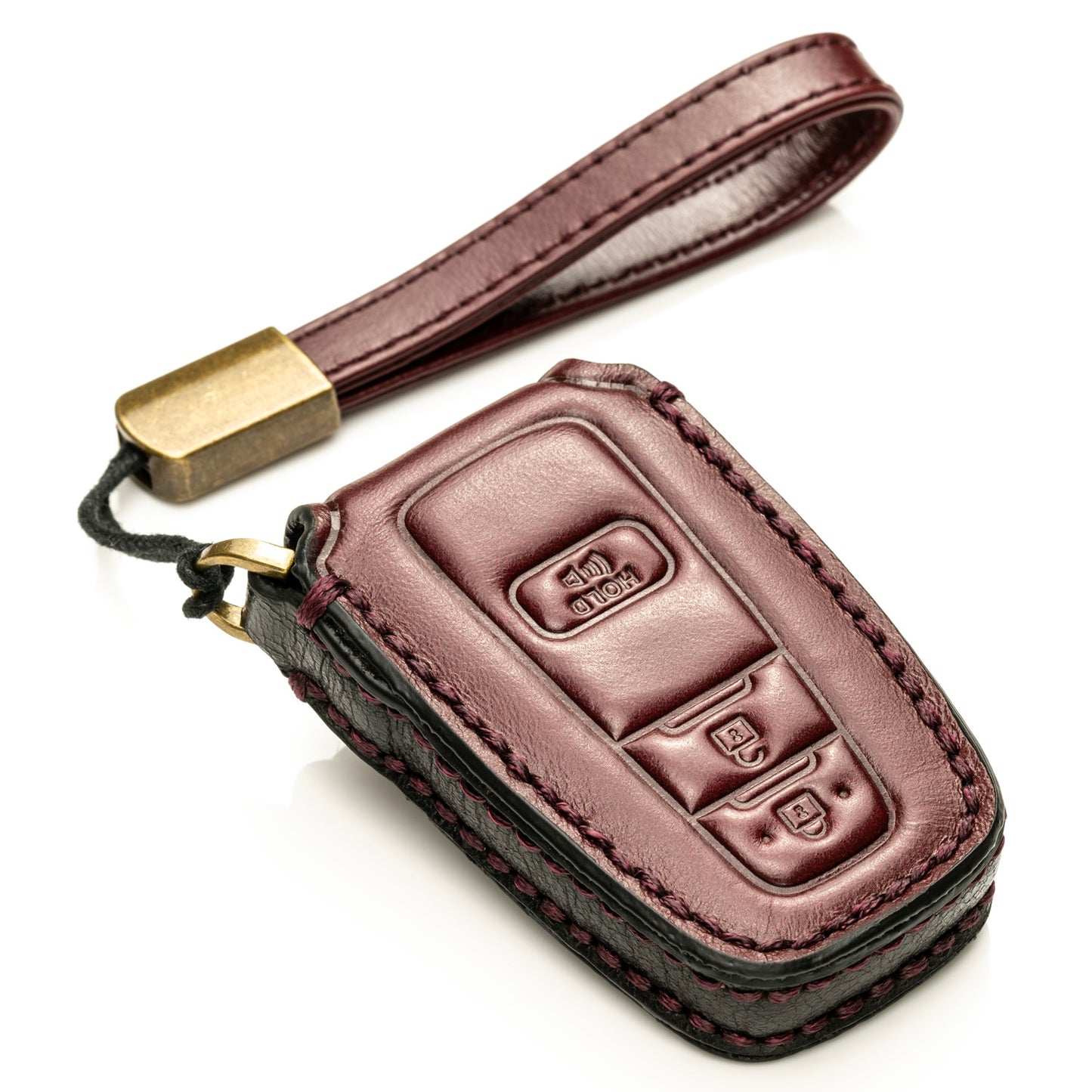 Vitodeco Superior Leather Key Fob Case Compatible for Toyota Rav4, Camry, Prius, Highlander, CH-R, Avalon, Toyota 86, Mirai, 3-Button