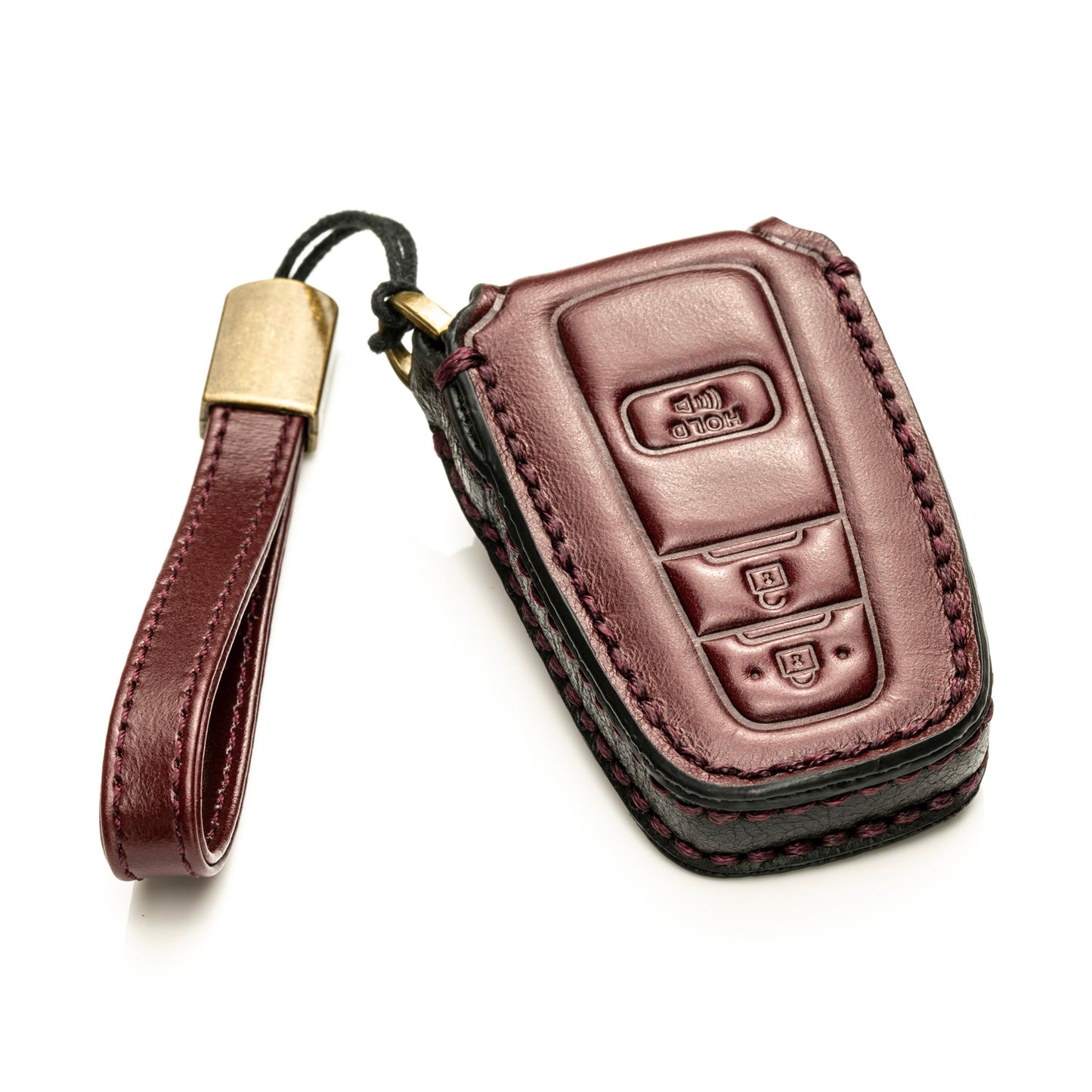 Vitodeco Superior Leather Key Fob Case Compatible for Toyota Rav4, Camry, Prius, Highlander, CH-R, Avalon, Toyota 86, Mirai, 3-Button