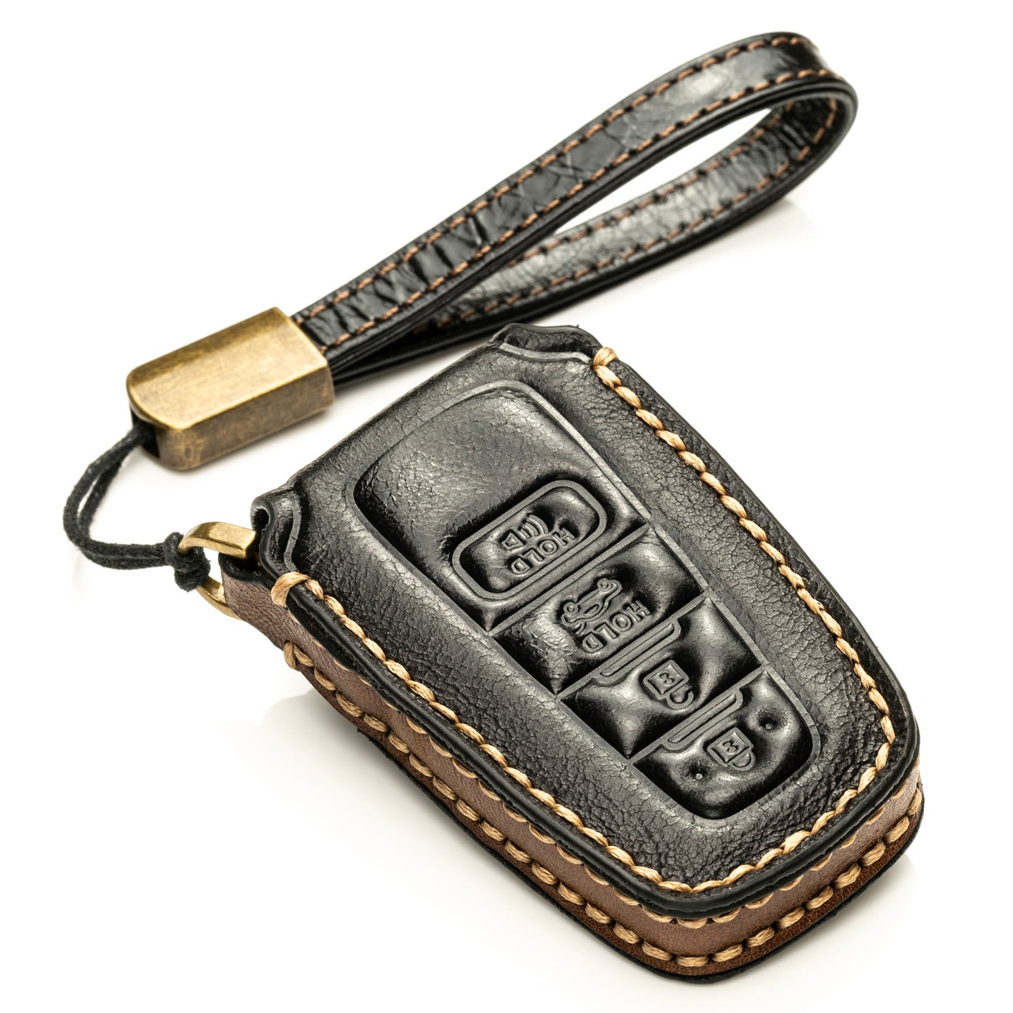 Vitodeco Superior Leather Key Fob Case Compatible for Toyota Rav4, Camry, Prius, Highlander, CH-R, Avalon, Toyota 86, Mirai, 4-Button