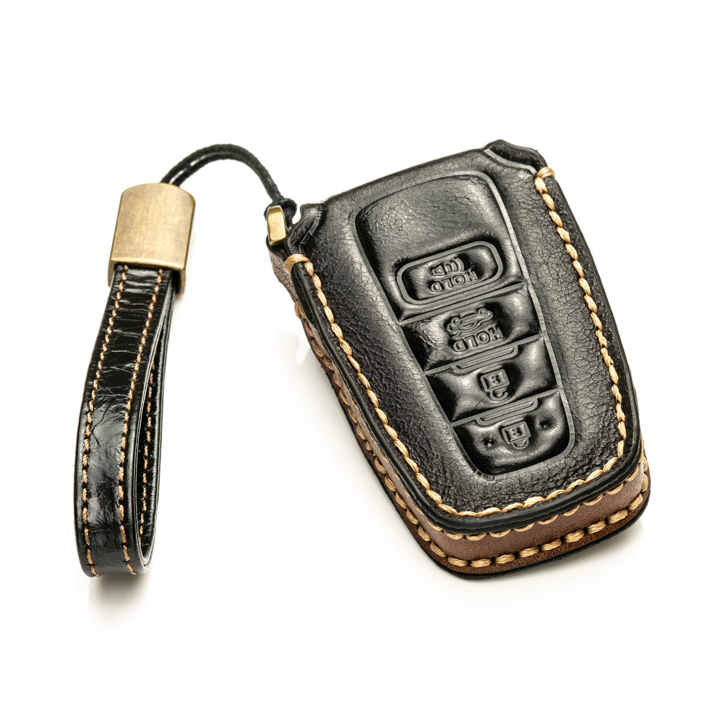 Vitodeco Superior Leather Key Fob Case Compatible for Toyota Rav4, Camry, Prius, Highlander, CH-R, Avalon, Toyota 86, Mirai, 4-Button