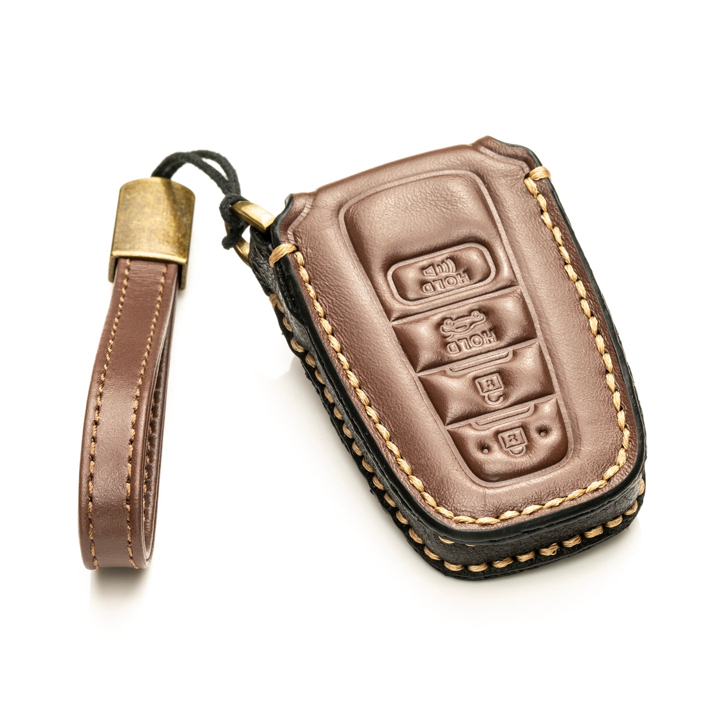 Vitodeco Superior Leather Key Fob Case Compatible for Toyota Rav4, Camry, Prius, Highlander, CH-R, Avalon, Toyota 86, Mirai, 4-Button