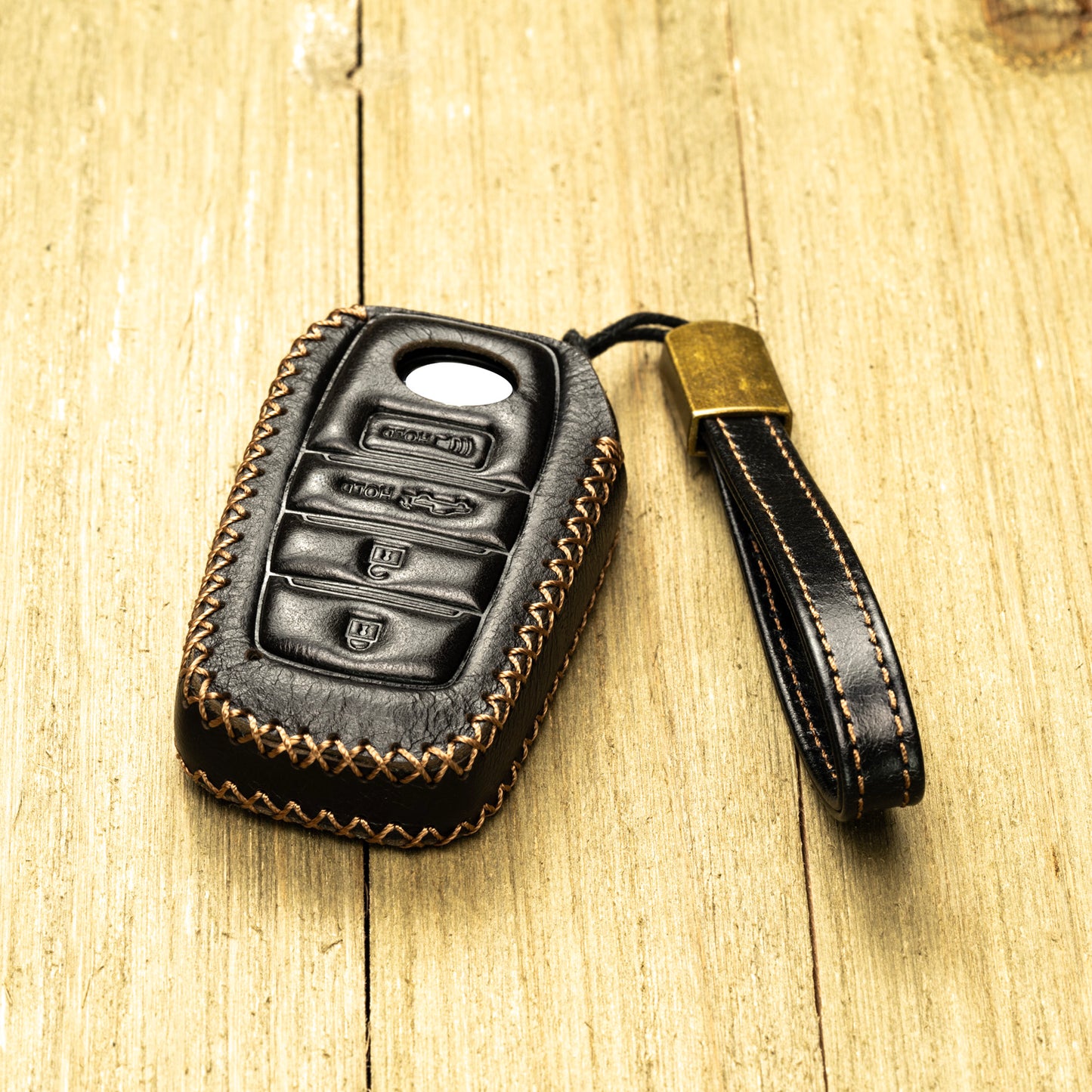 Vitodeco Superior Leather Key Fob Case Compatible for Toyota Tacoma, Toyota Tundra 2022-2025, 4-Button