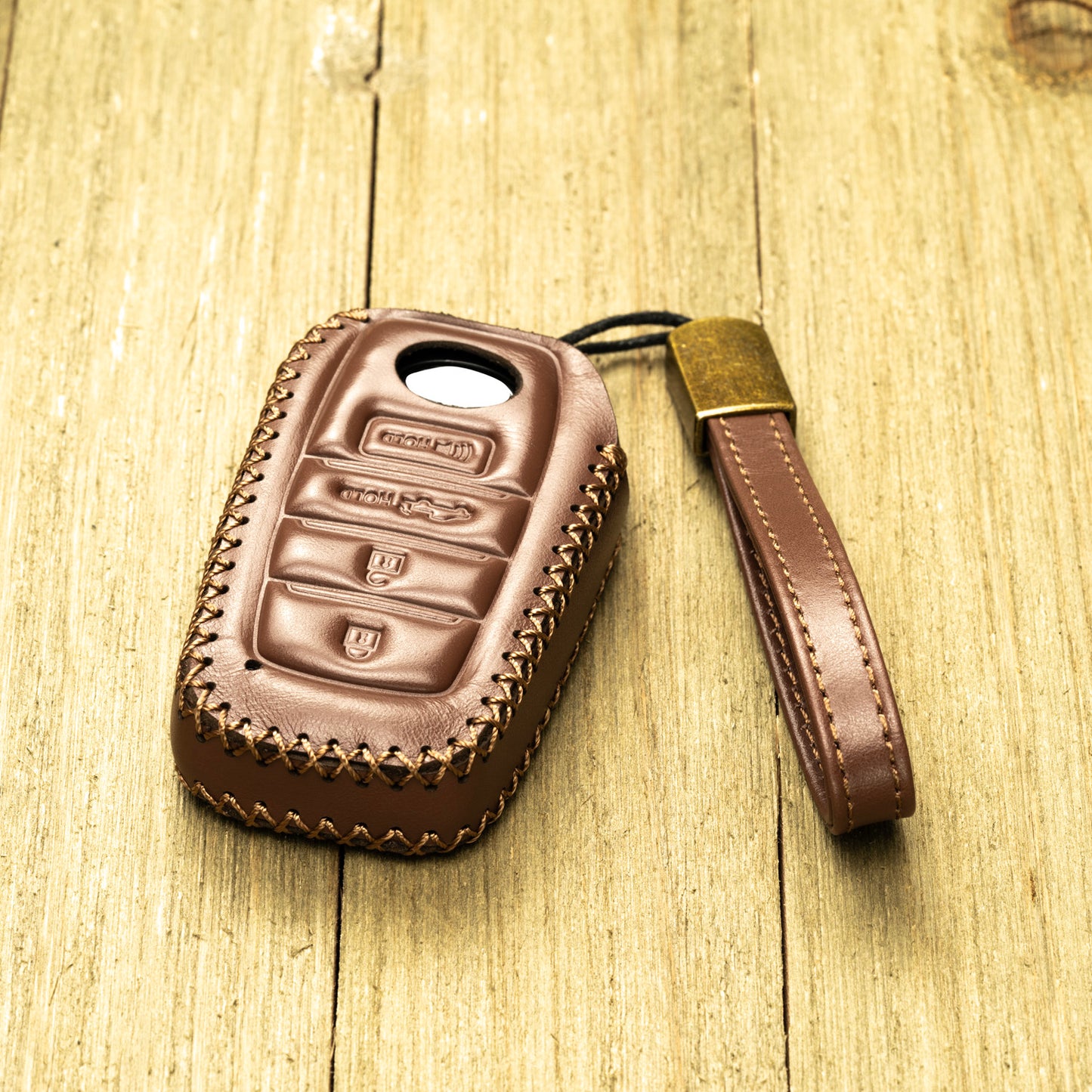 Vitodeco Superior Leather Key Fob Case Compatible for Toyota Tacoma, Toyota Tundra 2022-2025, 4-Button