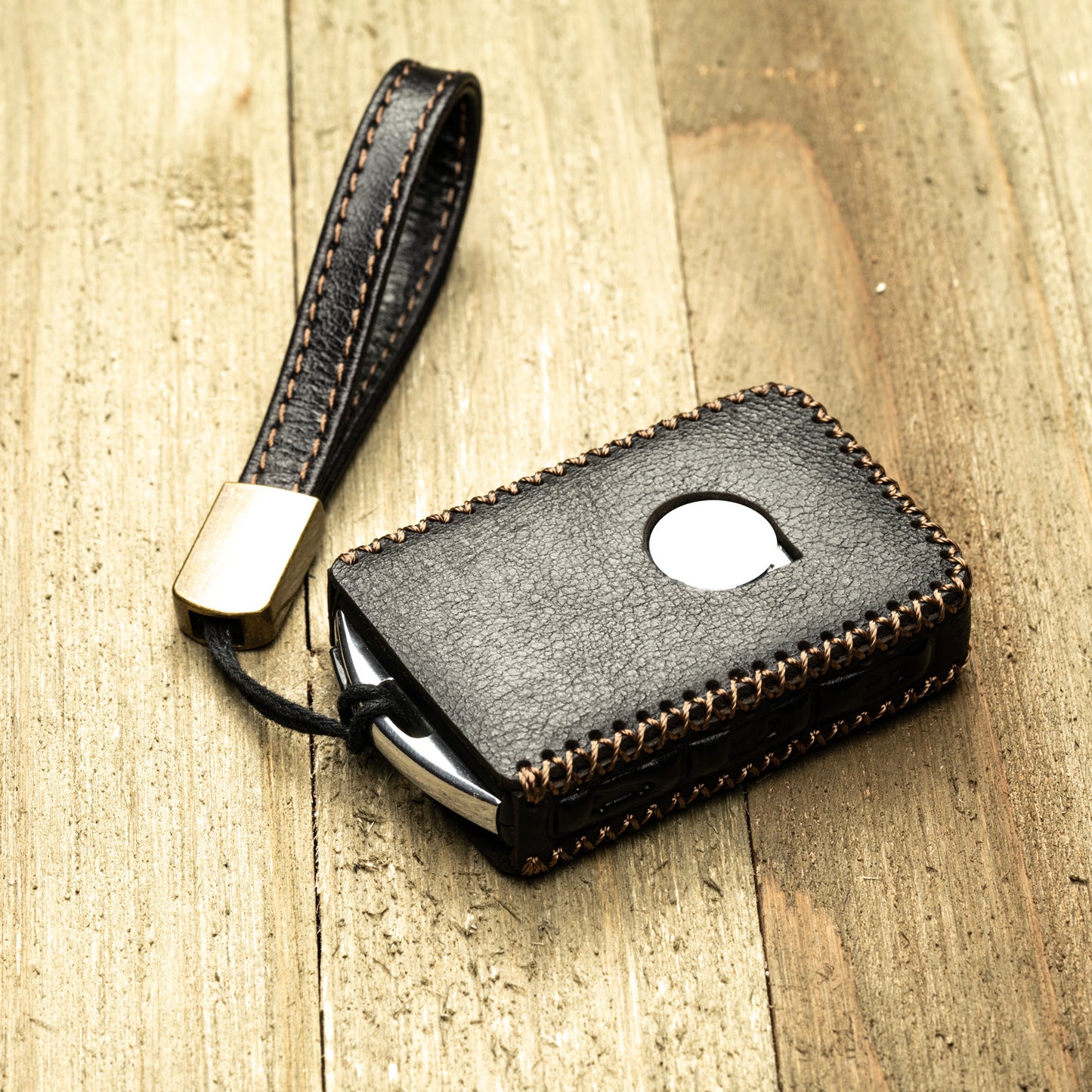 Vitodeco Superior Leather Key Fob Case Compatible for Volvo XC40, XC60, XC90, S90, S60, V60, V90 2019-2025, 4-Button