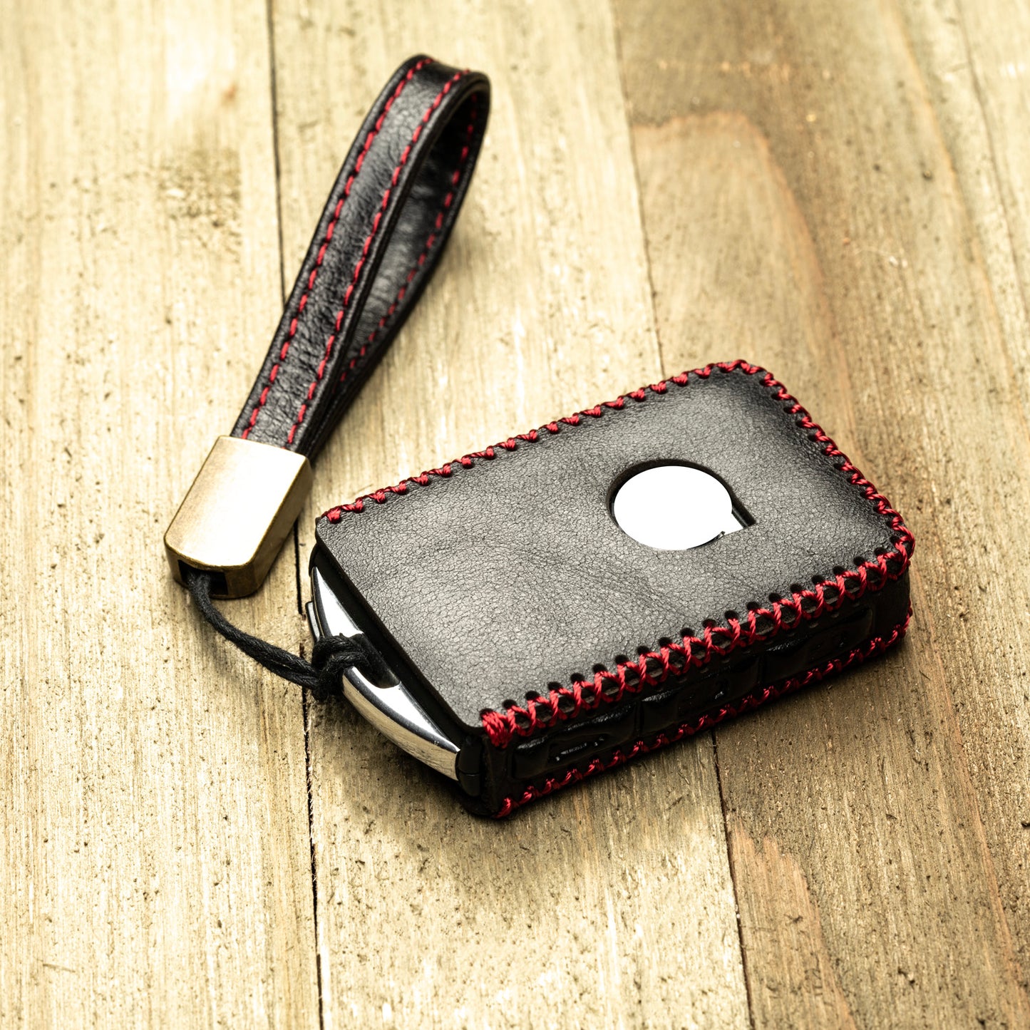 Vitodeco Superior Leather Key Fob Case Compatible for Volvo XC40, XC60, XC90, S90, S60, V60, V90 2019-2025, 4-Button