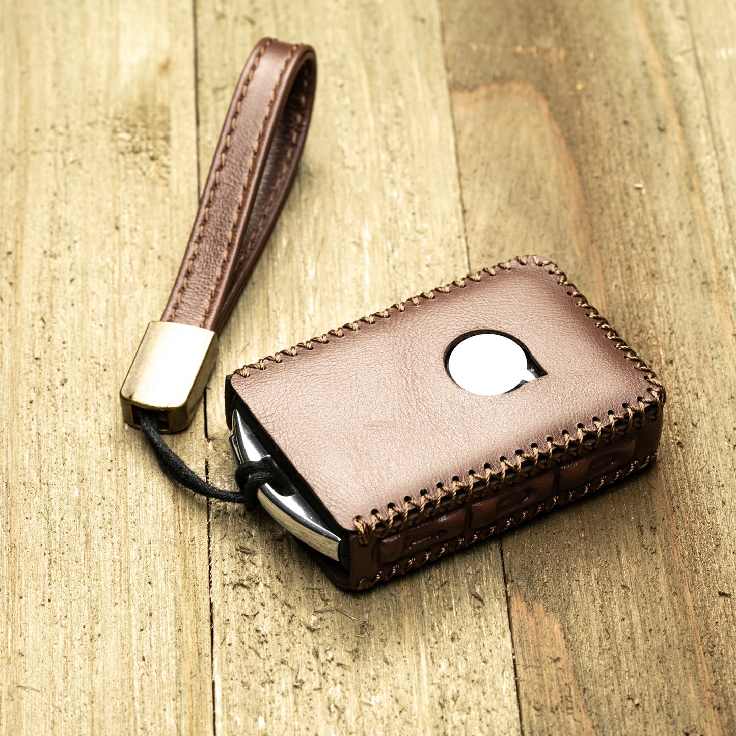 Vitodeco Superior Leather Key Fob Case Compatible for Volvo XC40, XC60, XC90, S90, S60, V60, V90 2019-2025, 4-Button
