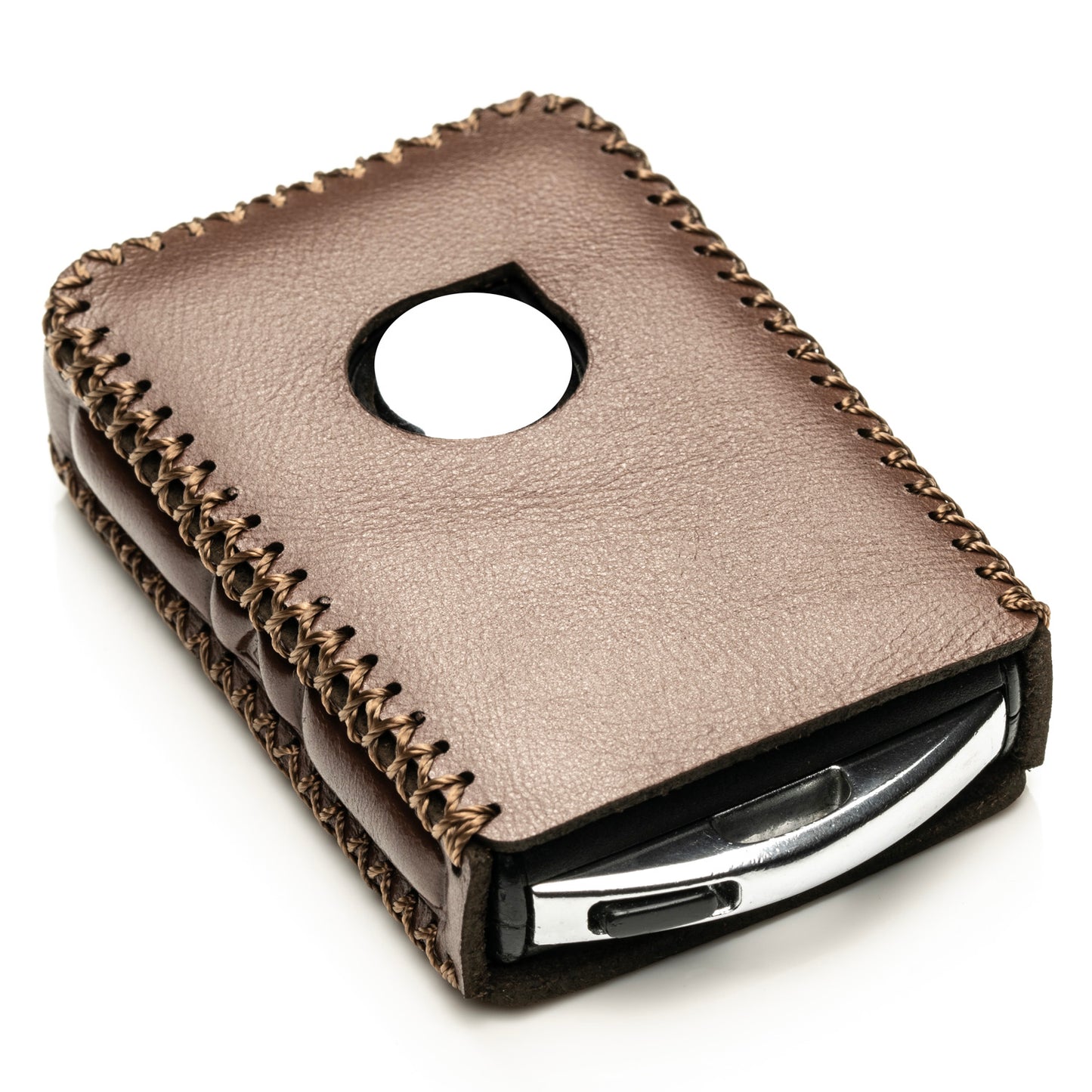 Vitodeco Superior Leather Key Fob Case Compatible for Volvo XC40, XC60, XC90, S90, S60, V60, V90 2019-2025, 4-Button