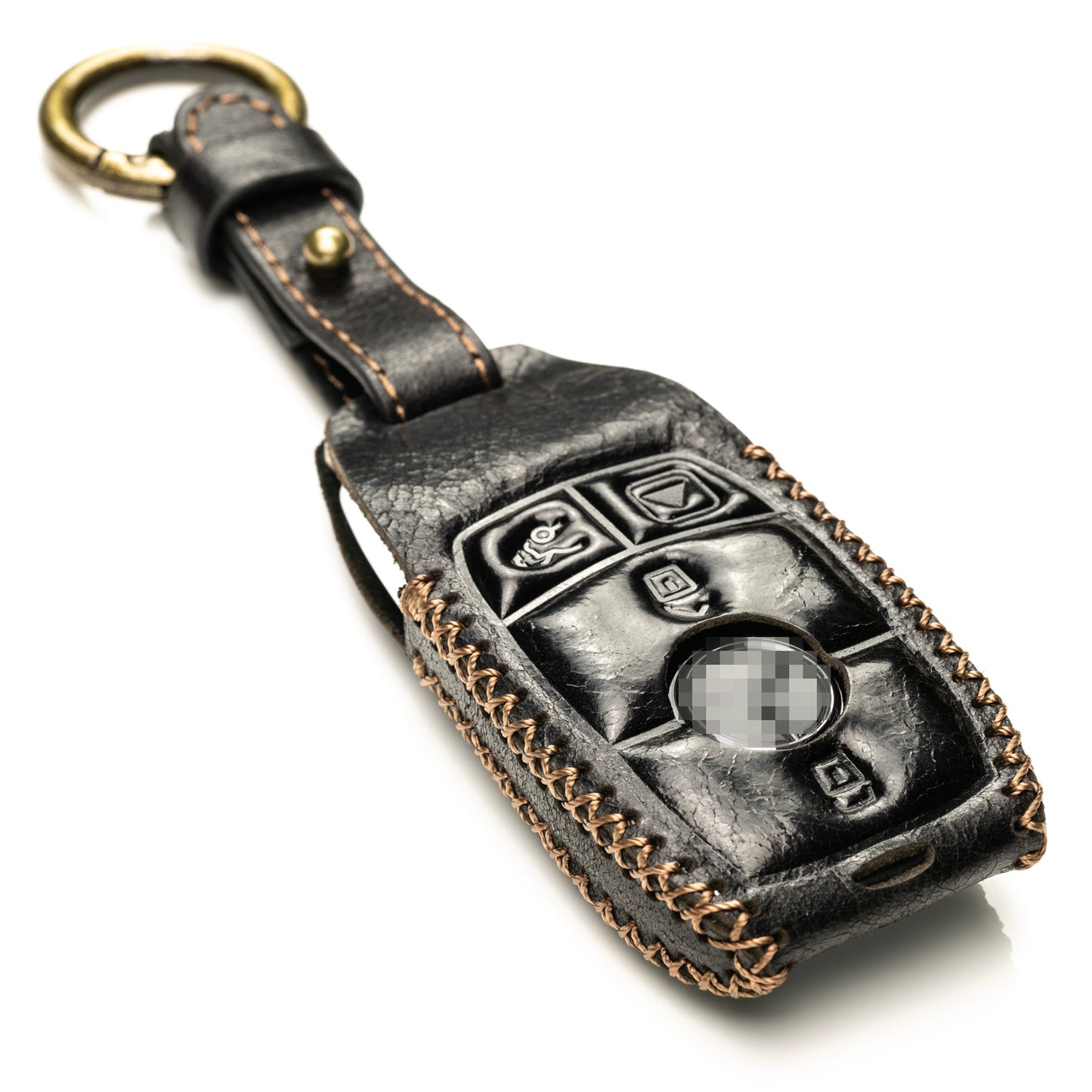 Vitodeco Superior Leather Key Fob Case Compatible for Mercedes-Benz A, C, E, S, Cla, Cls, Gla, Glb, Glc, Gle, Gls, G Class 2017-2024, 4-Button
