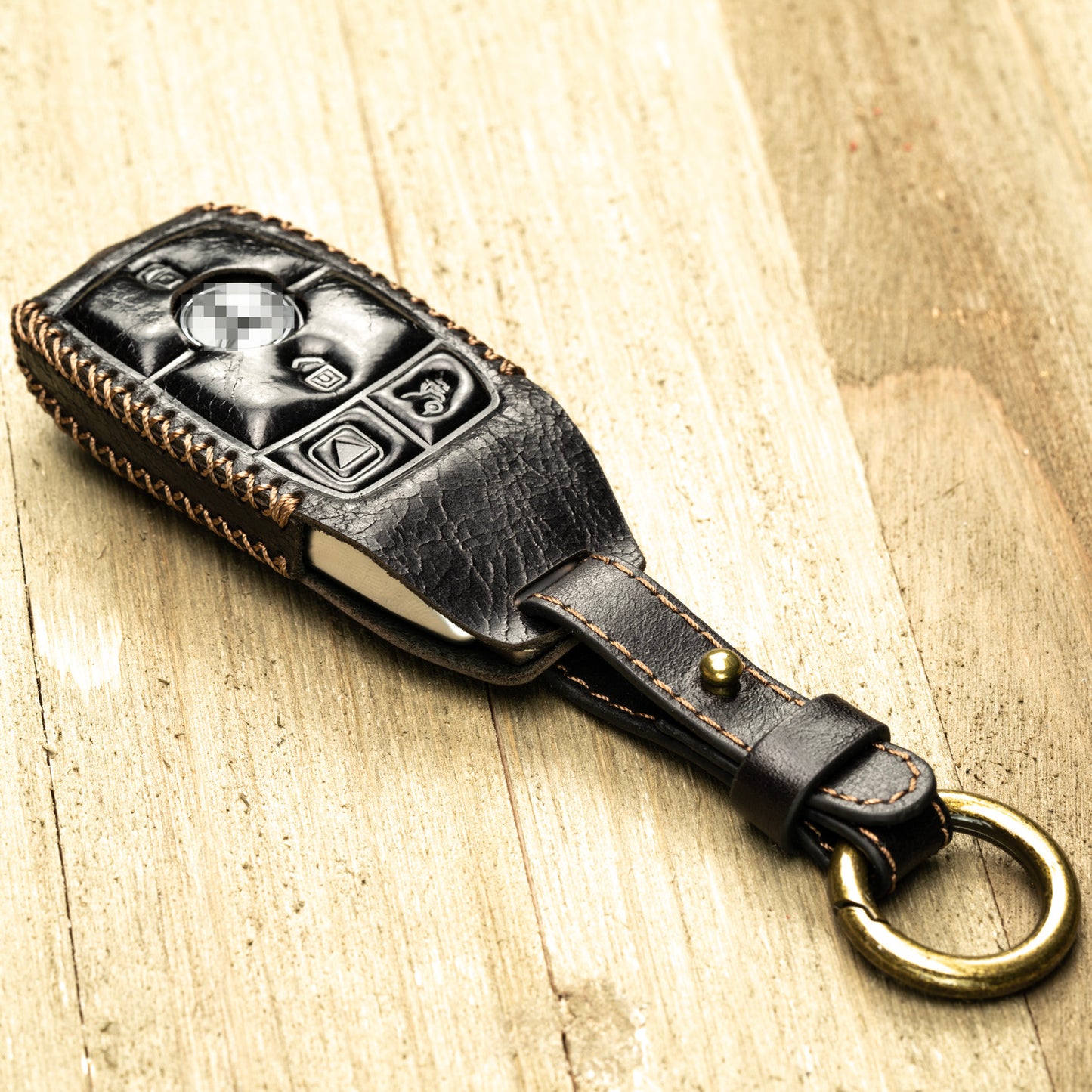 Vitodeco Superior Leather Key Fob Case Compatible for Mercedes-Benz A, C, E, S, Cla, Cls, Gla, Glb, Glc, Gle, Gls, G Class 2017-2024, 4-Button