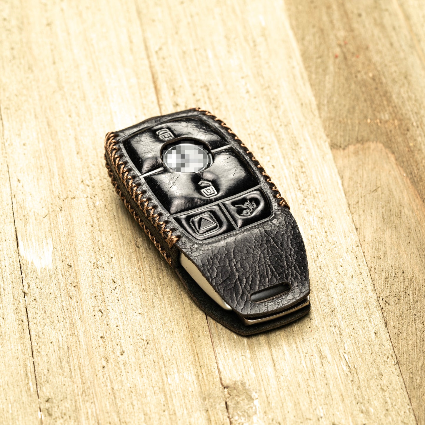 Vitodeco Superior Leather Key Fob Case Compatible for Mercedes-Benz A, C, E, S, Cla, Cls, Gla, Glb, Glc, Gle, Gls, G Class 2017-2024, 4-Button