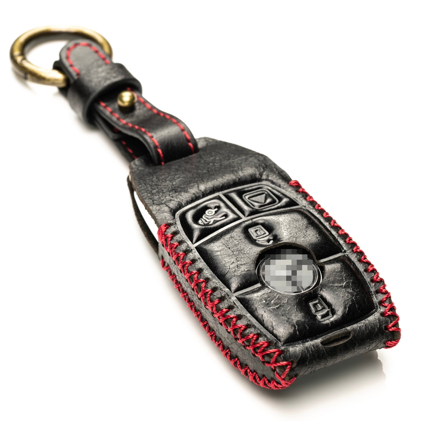 Vitodeco Superior Leather Key Fob Case Compatible for Mercedes-Benz A, C, E, S, Cla, Cls, Gla, Glb, Glc, Gle, Gls, G Class 2017-2024, 4-Button