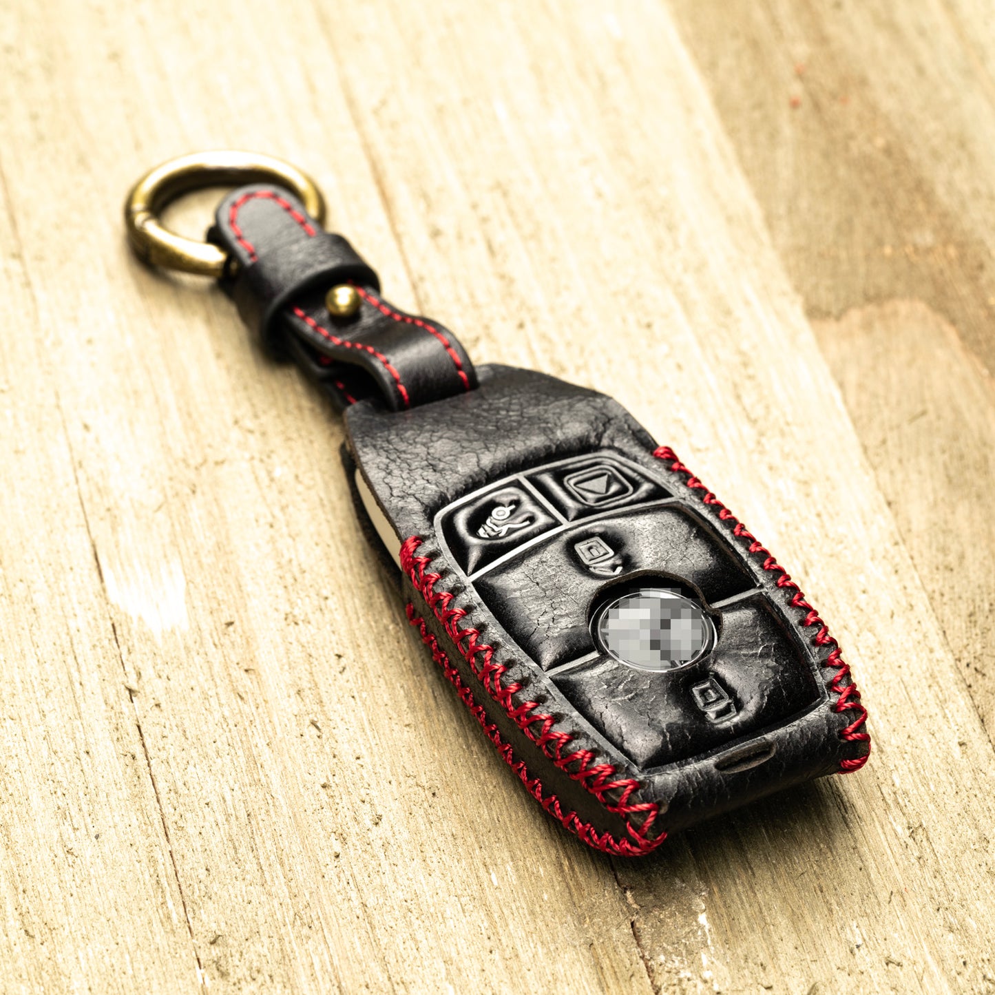 Vitodeco Superior Leather Key Fob Case Compatible for Mercedes-Benz A, C, E, S, Cla, Cls, Gla, Glb, Glc, Gle, Gls, G Class 2017-2024, 4-Button