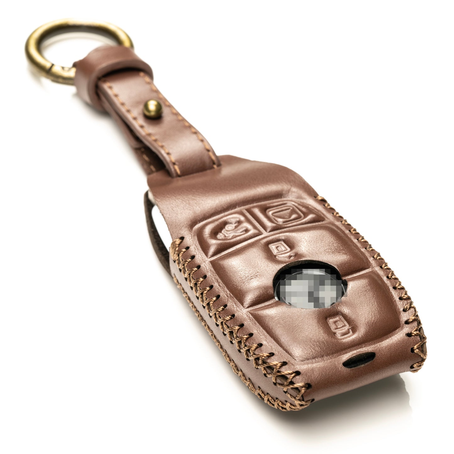Vitodeco Superior Leather Key Fob Case Compatible for Mercedes-Benz A, C, E, S, Cla, Cls, Gla, Glb, Glc, Gle, Gls, G Class 2017-2024, 4-Button