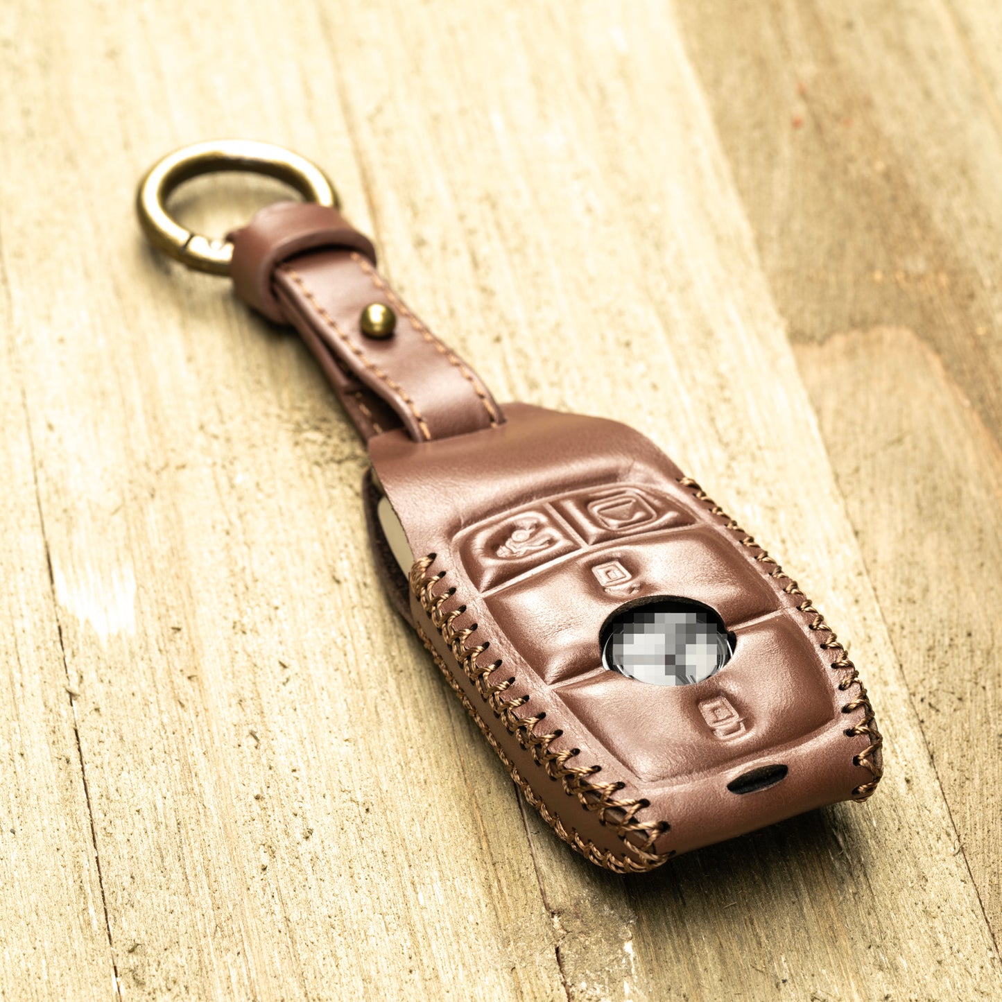 Vitodeco Superior Leather Key Fob Case Compatible for Mercedes-Benz A, C, E, S, Cla, Cls, Gla, Glb, Glc, Gle, Gls, G Class 2017-2024, 4-Button