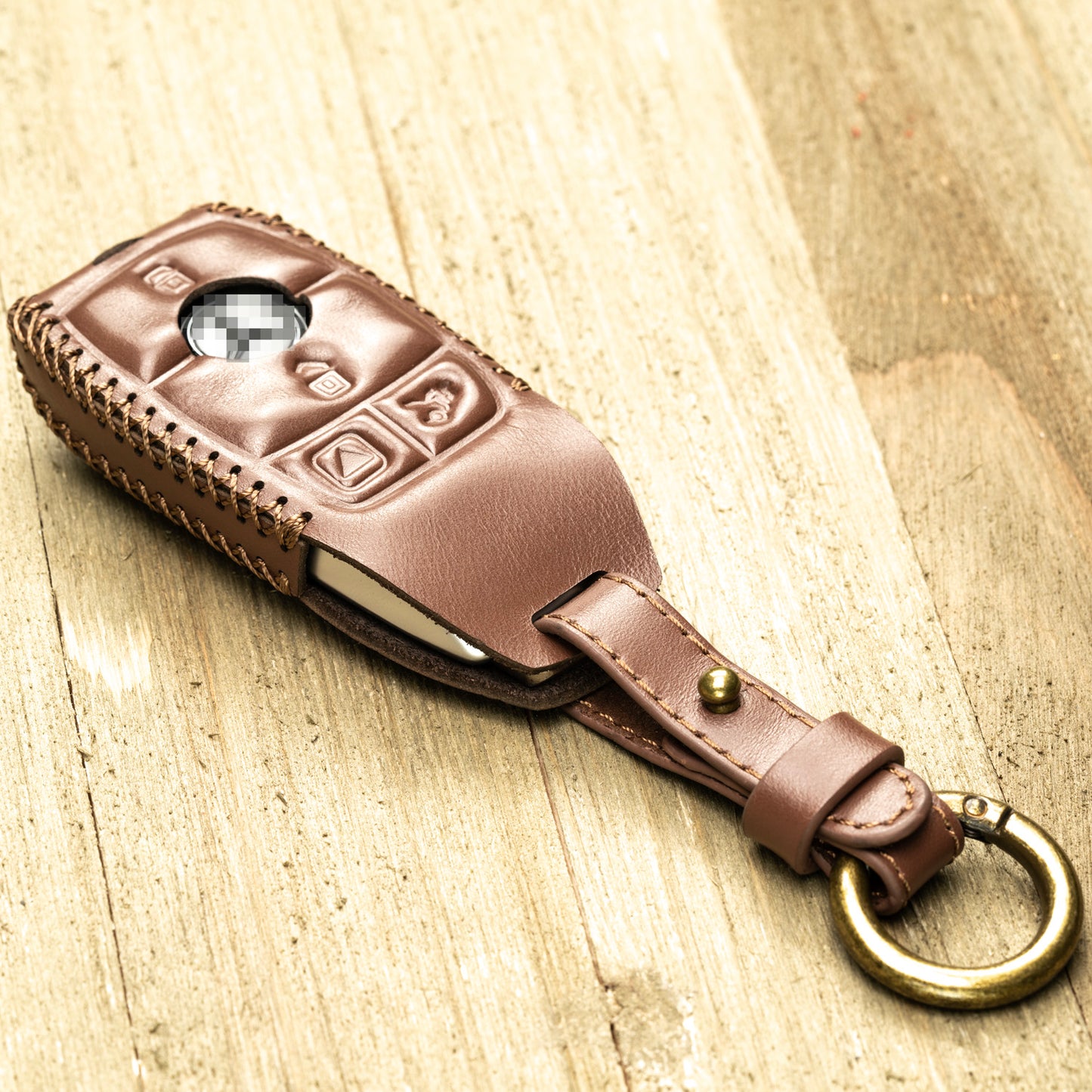 Vitodeco Superior Leather Key Fob Case Compatible for Mercedes-Benz A, C, E, S, Cla, Cls, Gla, Glb, Glc, Gle, Gls, G Class 2017-2024, 4-Button